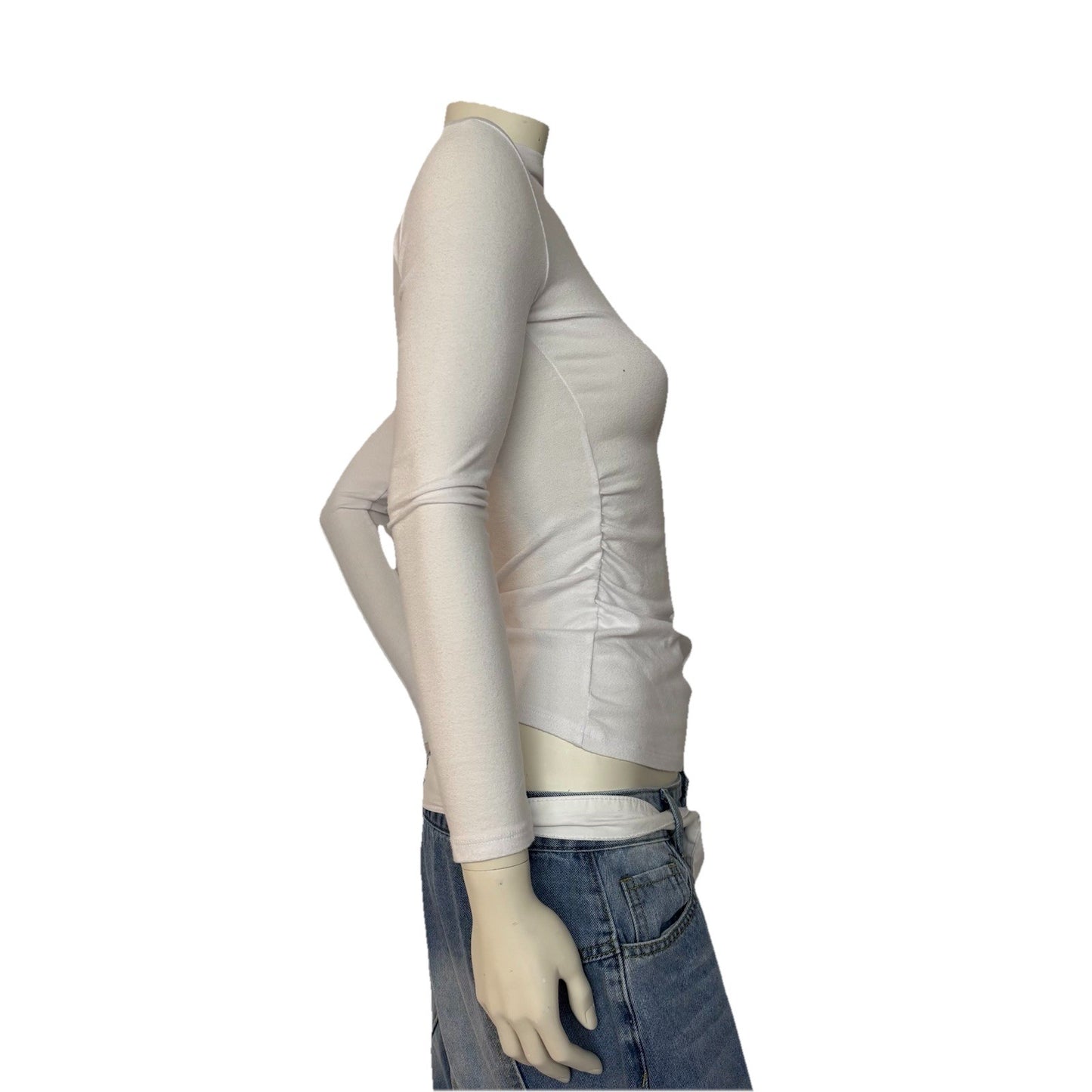 Paraphrase women's basiccore white mock neck long sleeve top classic sz small
