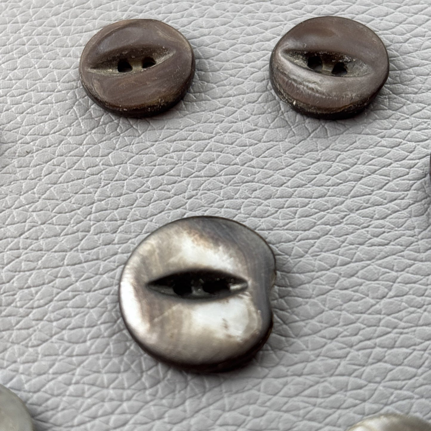 Antique Mother of Pearl Fish Eye Buttons Set of 10 | Early 1900s Carved Shell
