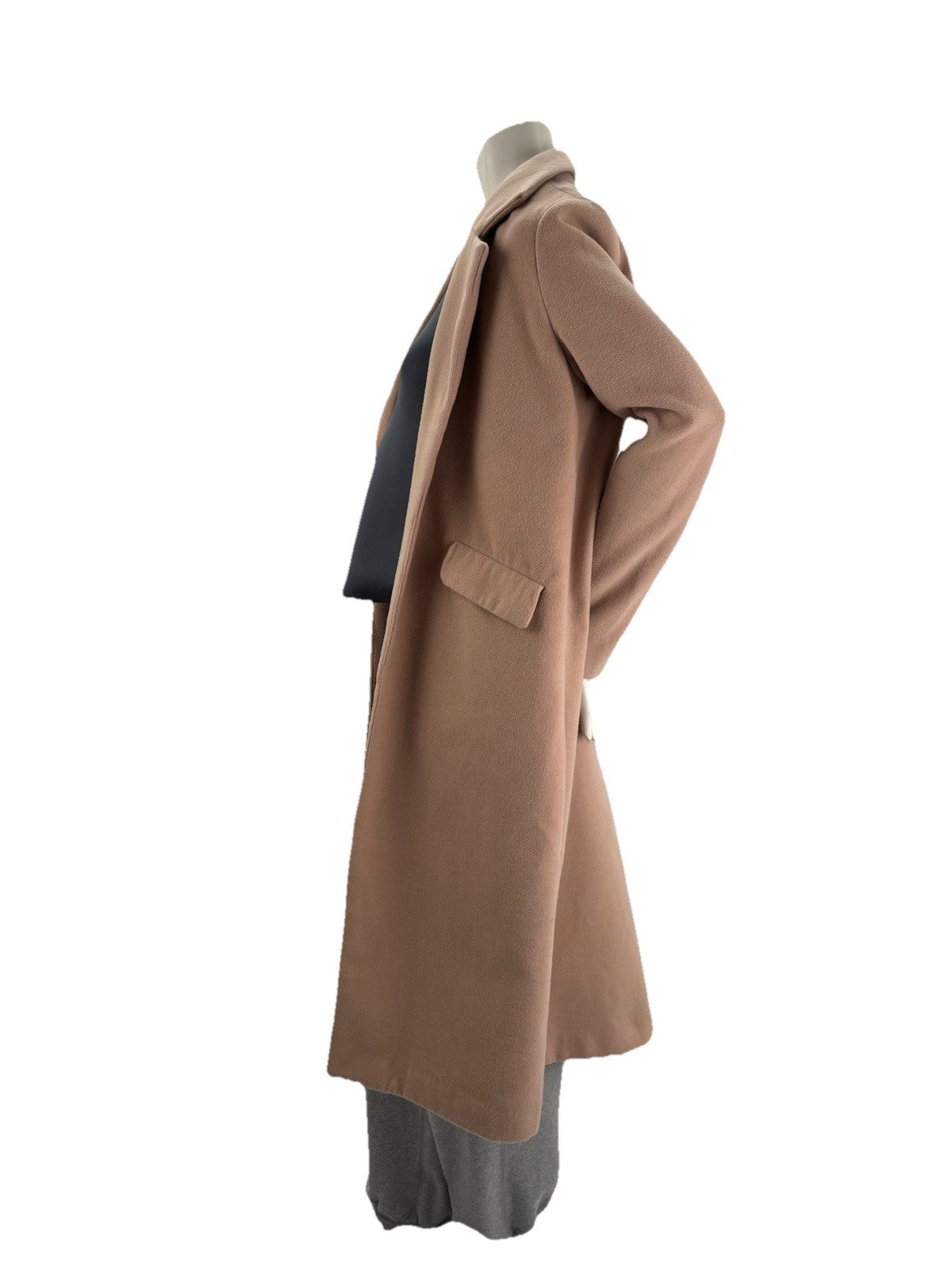 Lovposh Beige Women's long Trench Coat Size Medium  Front Pockets Fully Lined