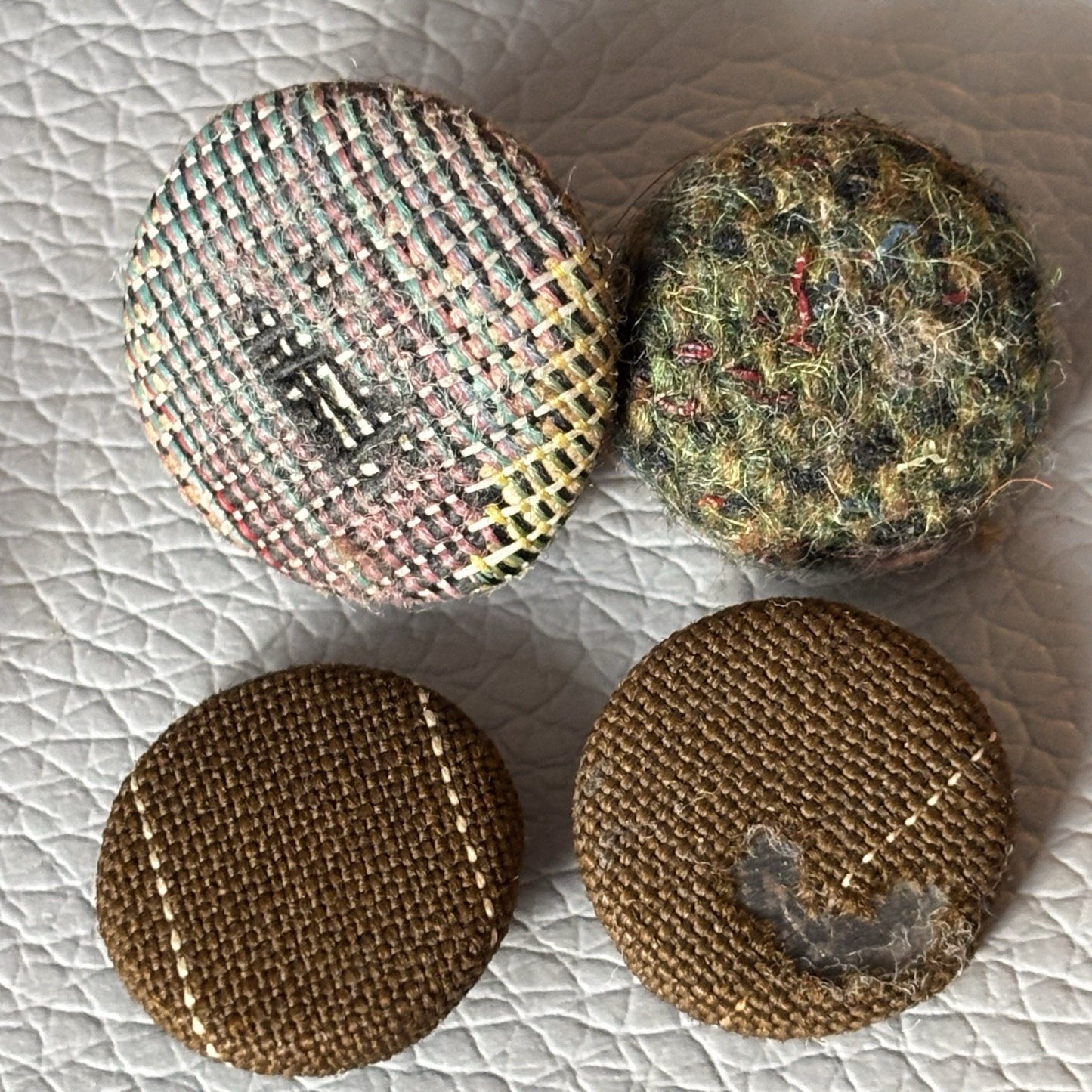 Vintage Fabric Covered Button Lot 1930s–50s Wool Tweed Satin & Thread Wrapped