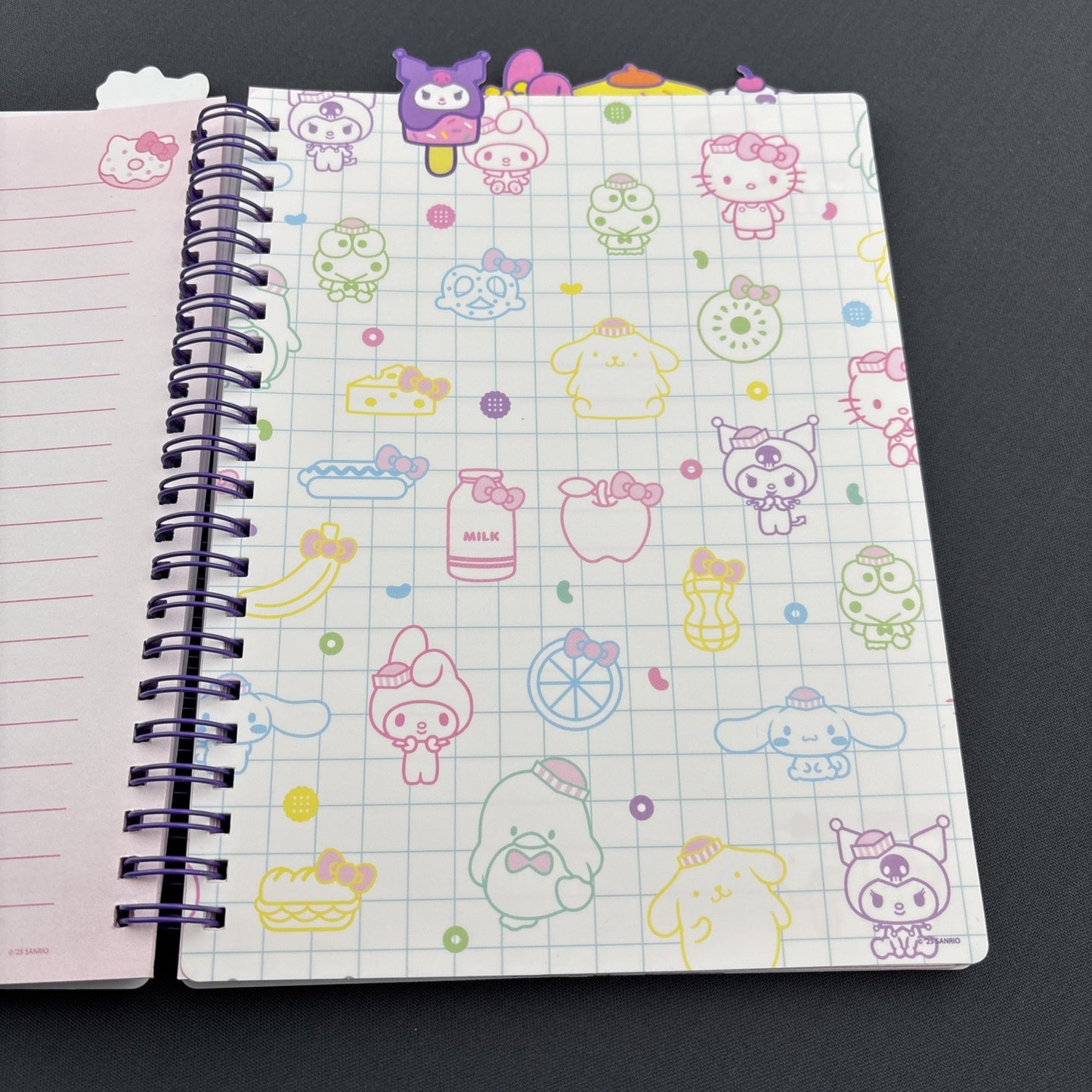 Hello Kitty and Friends Spiral Journal — Kawaii Snack Shop Notebook w/ Tabs