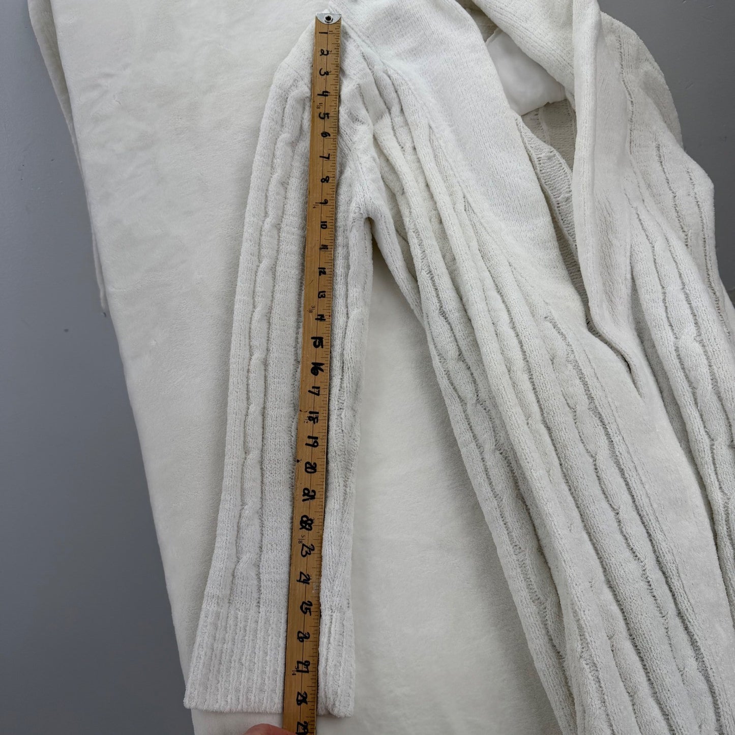 Vintage Cable Knit Robe Cream Loungewear Shawl Collar 80's  Womens Medium