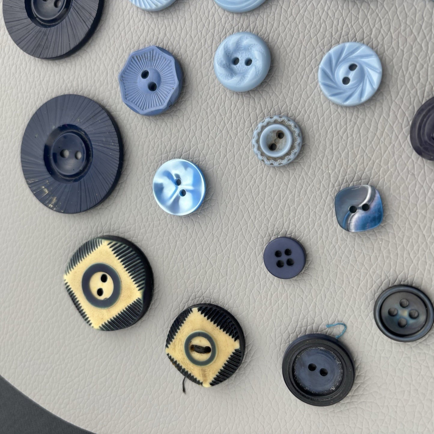 Vintage Blue Button Lot | Bakelite, Casein & Glass Mix | 1930s–50s Sewing Crafts