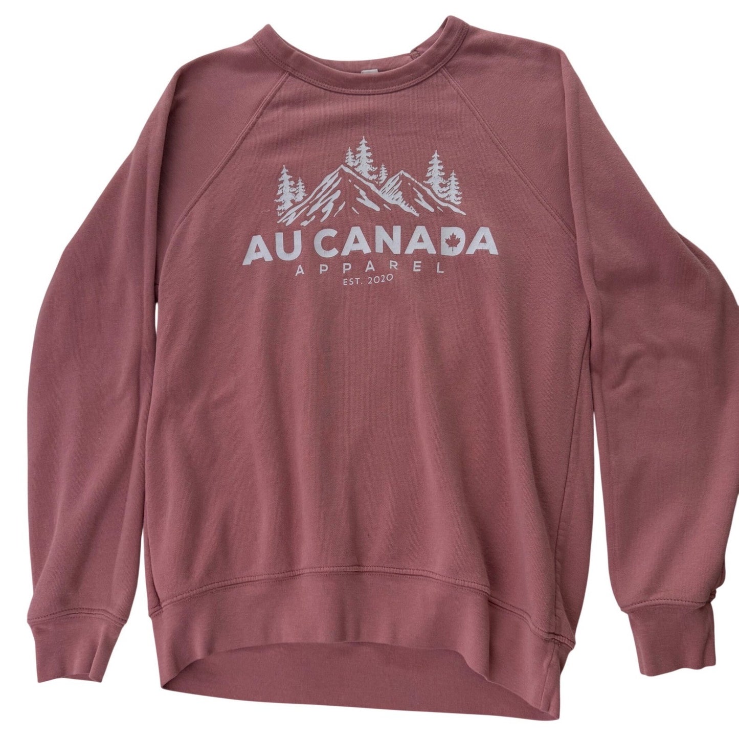 Au Canada Apparel Bella Canvas Mauve Mountain Graphic Raglan Sweatshirt Medium