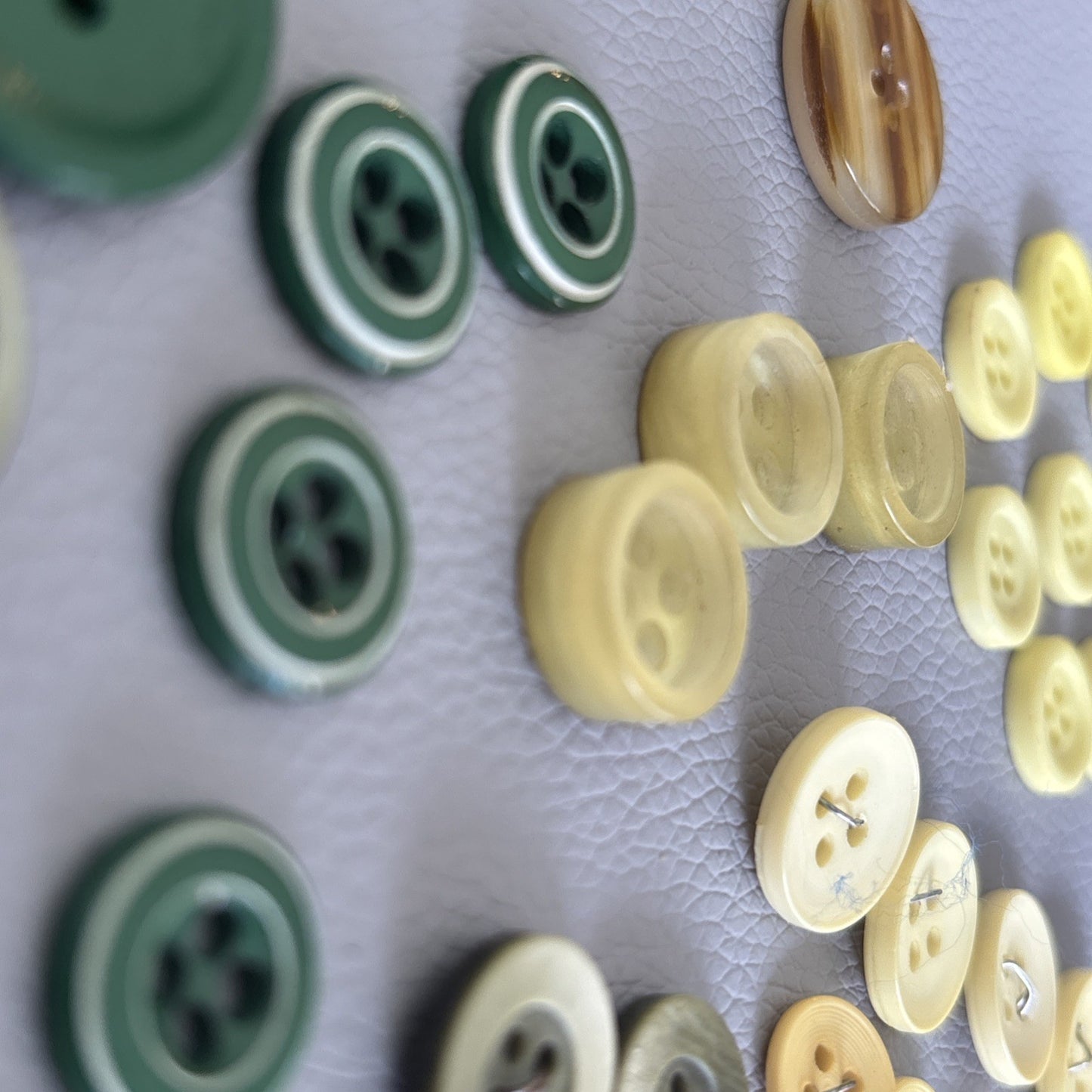 Vintage 1930s–50s Button Lot • Bakelite Casein Catalin Mix • Green Cream Amber