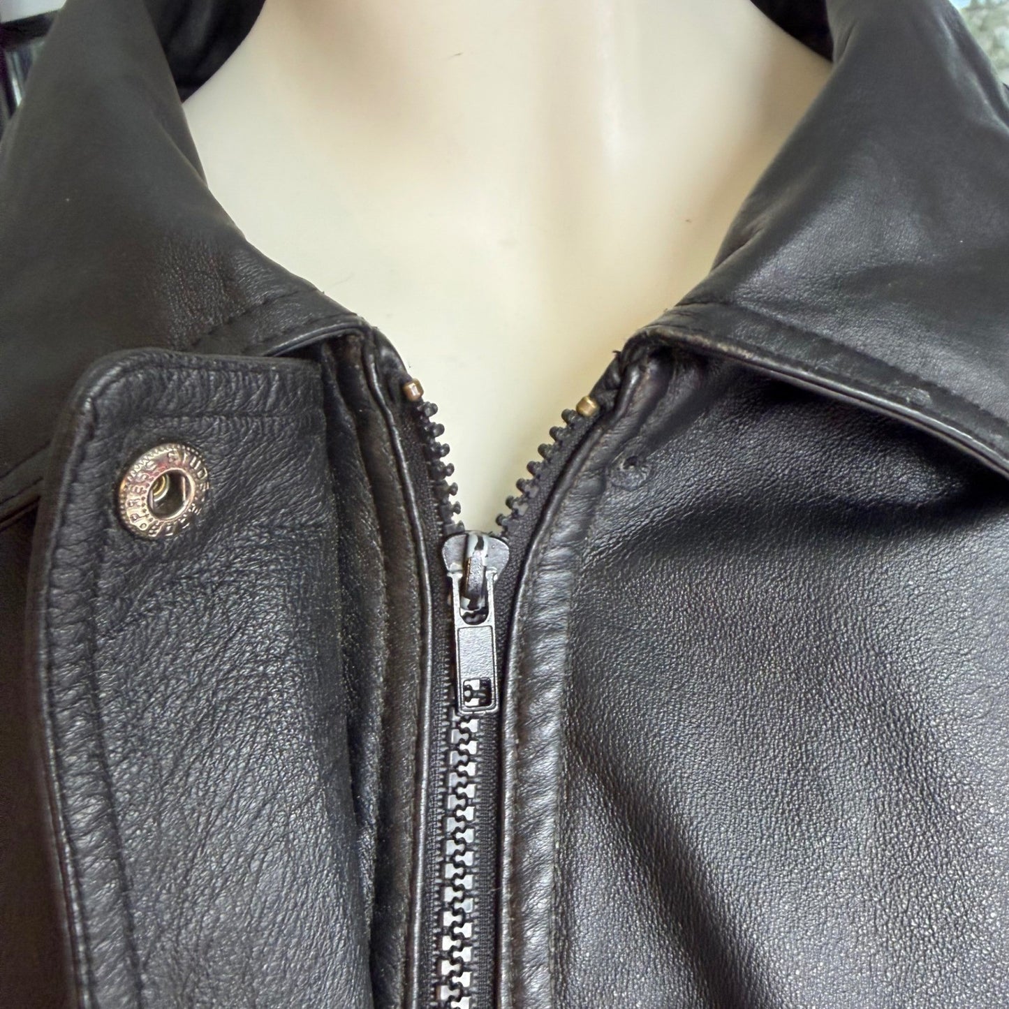 Vintage Black Leather Jacket 22W Plus Size Oversized Minimal Chic Soft