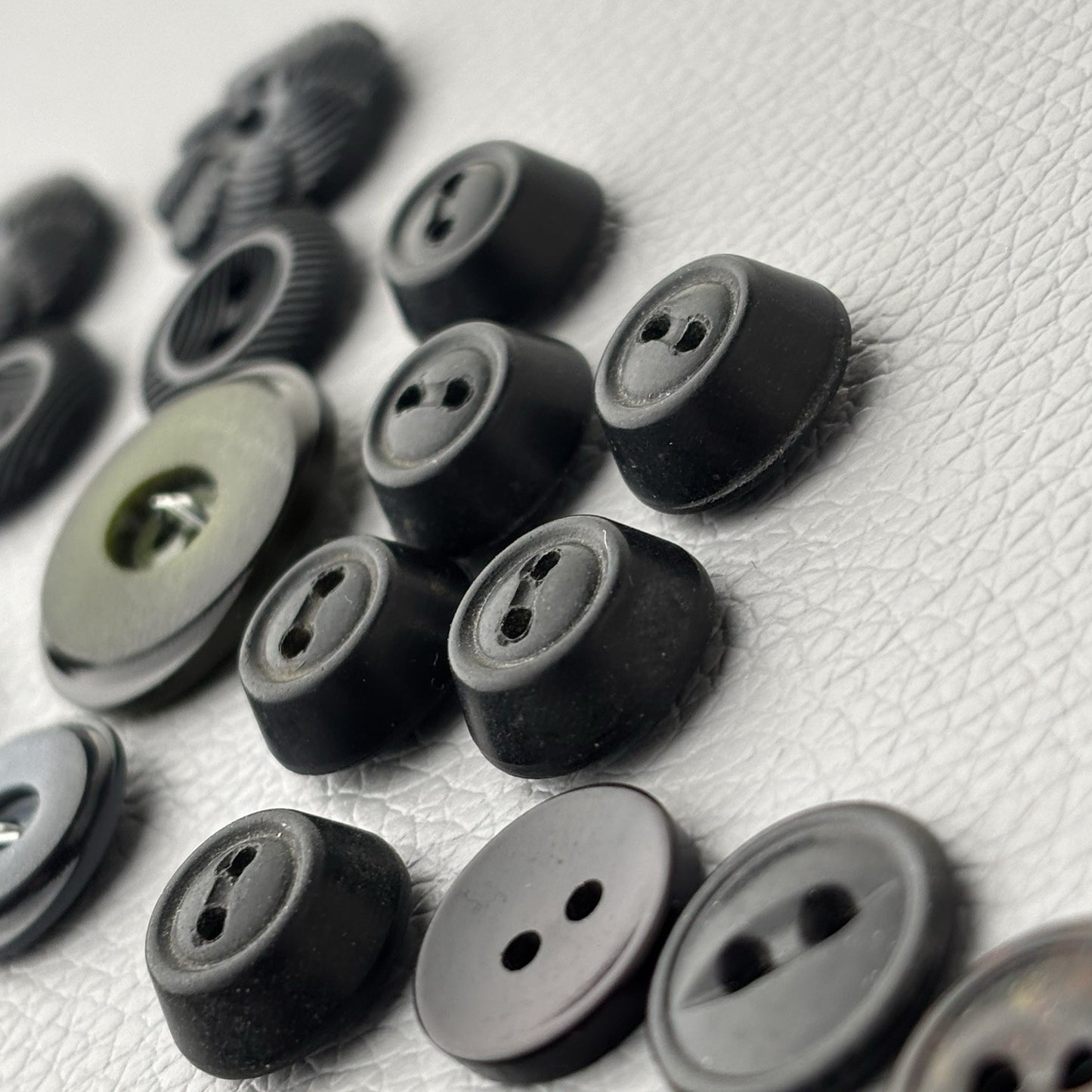 Lot of 100+ Vintage Black Buttons Mixed Styles Sizes Sewing Craft Supply
