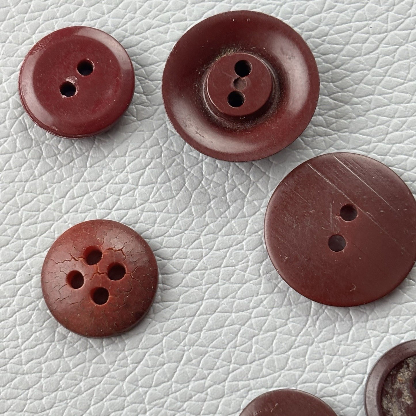 Vintage Burgundy Red Buttons Lot. 18 Piece Two Hole Four Hole Small Md Crafts