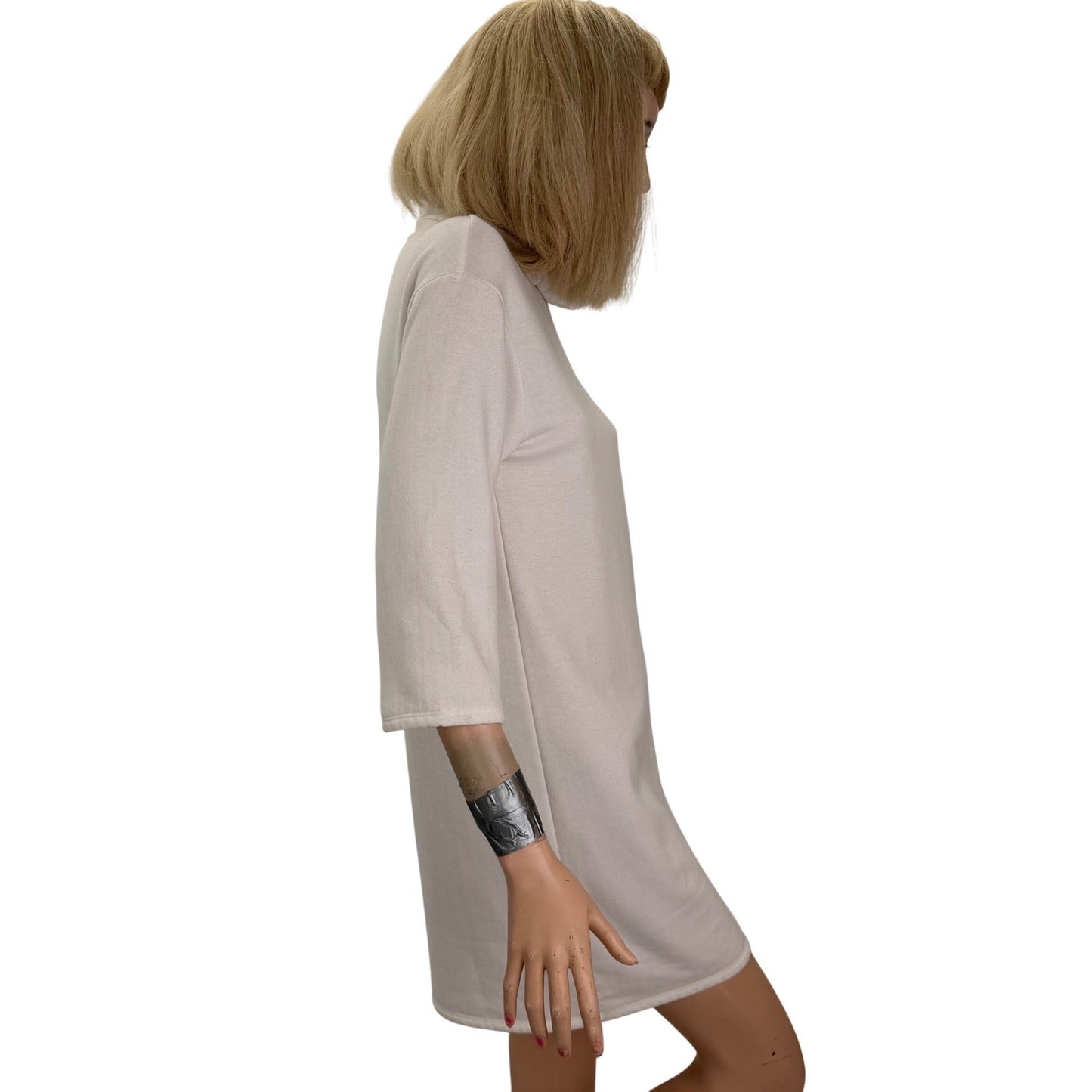 Cream Turtleneck Sweater Dress Knit Mini Off White Minimalist Basic Loungewear