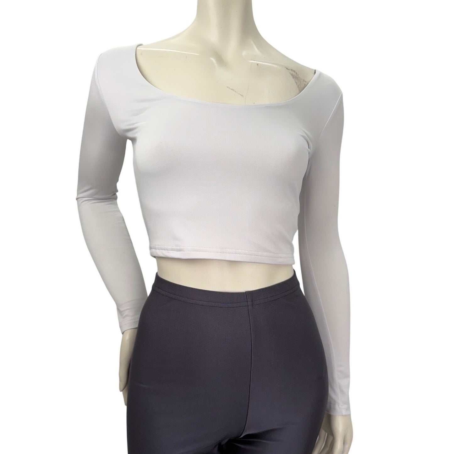 American Apparel Silver Leggings Large ~ Shein  White Crop Top Small Balletcore