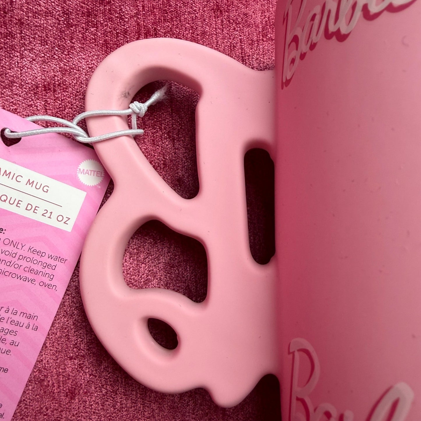 Barbie Ceramic Mug Light Pink B Handle Logo Barbiecore Collectible 21oz NEW