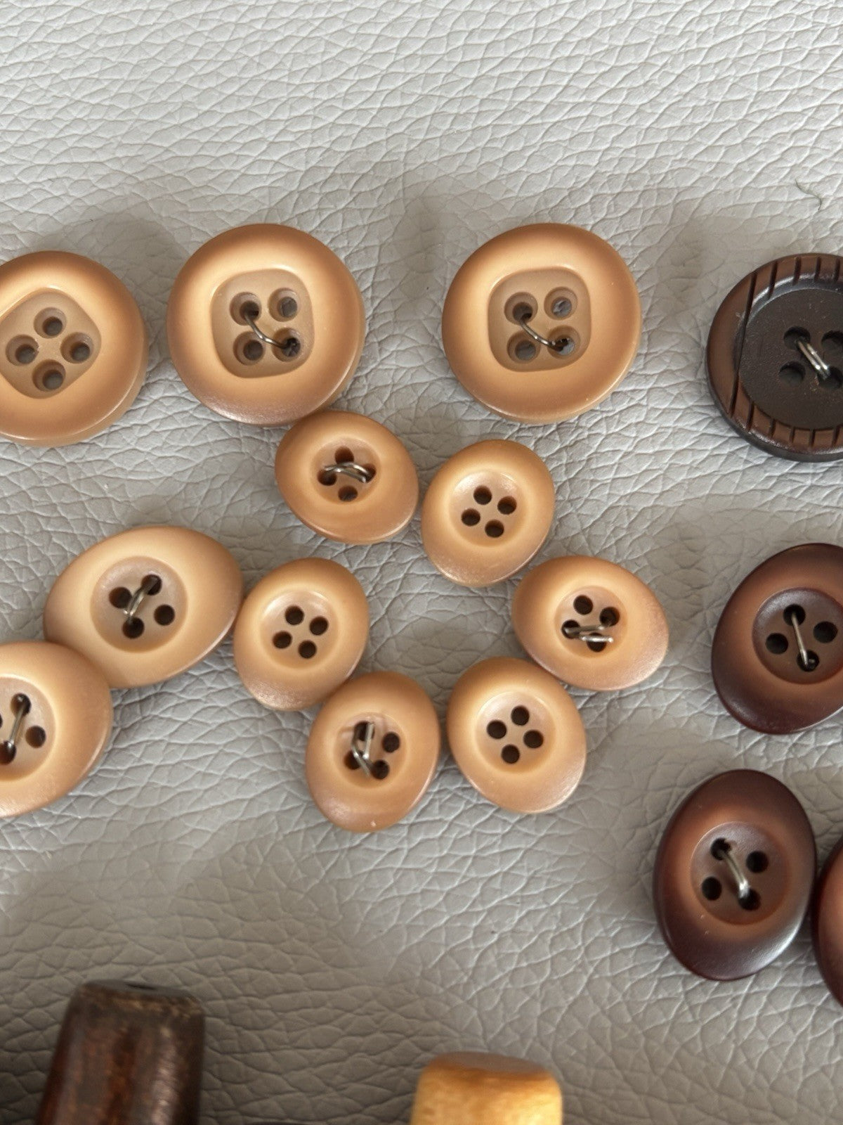 Vintage Wooden Buttons + Toggle. Small New Plastic Buttons Four Hole Two Hole