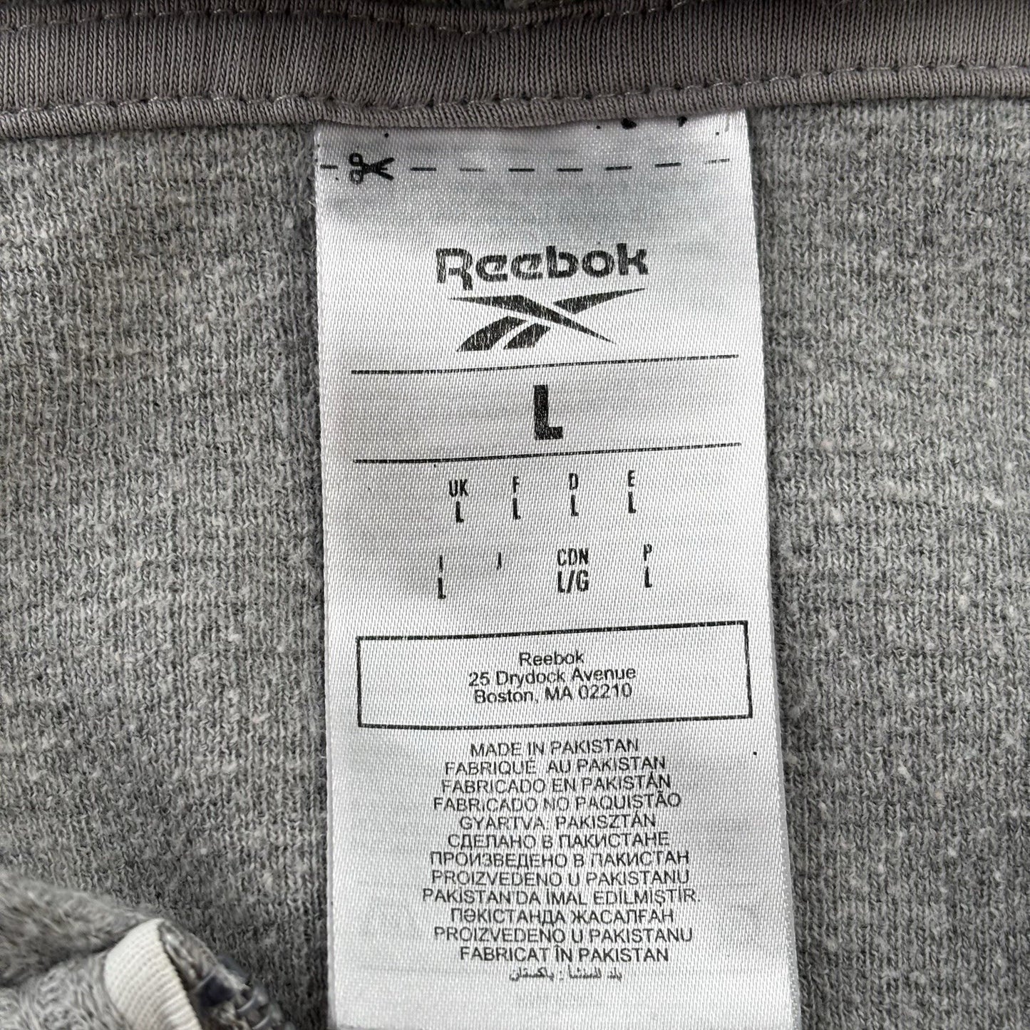 Reebok Women’s Gray Waffle Knit Cropped Zip Hoodie Jacket Size L Athleisure Gym