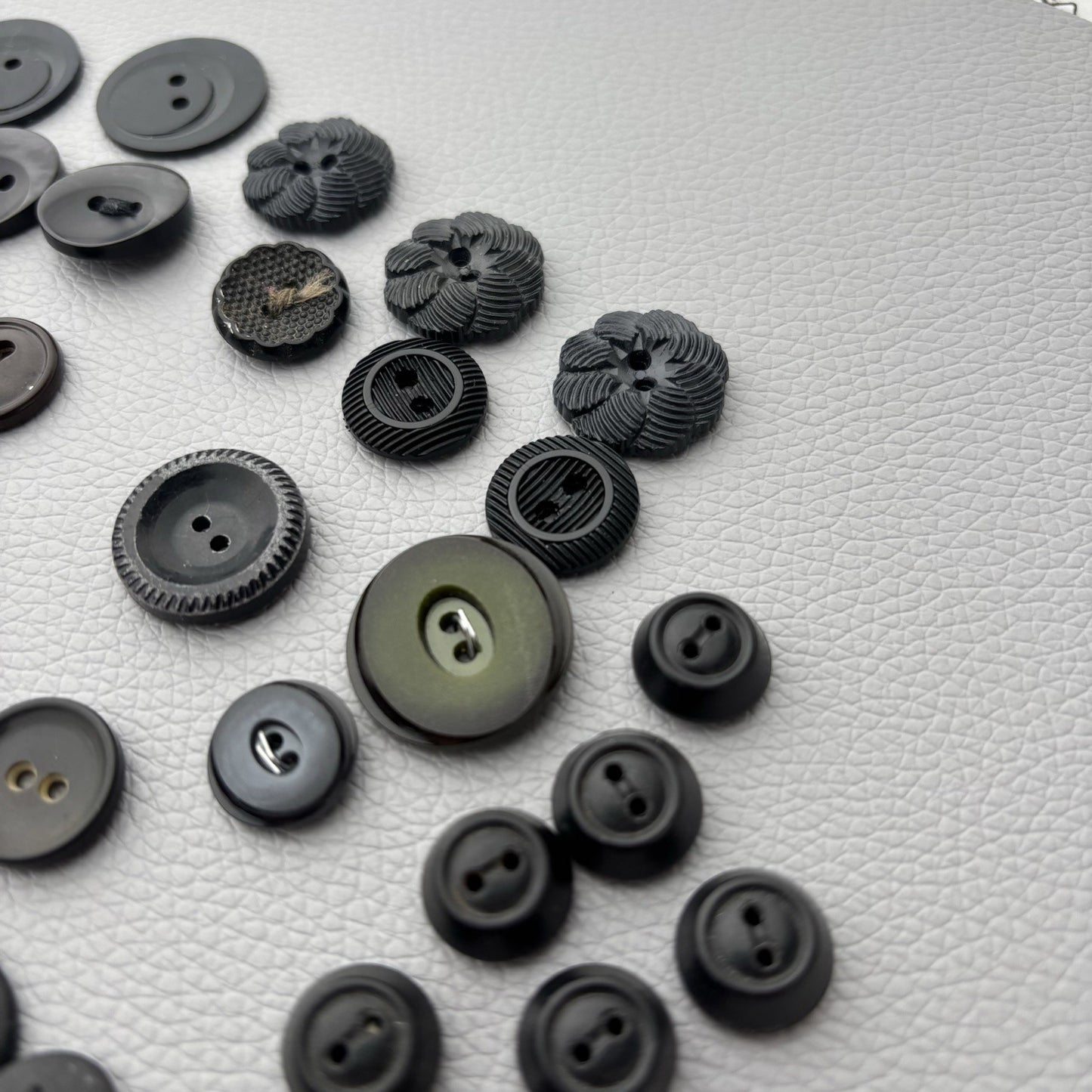 Lot of 100+ Vintage Black Buttons Mixed Styles Sizes Sewing Craft Supply
