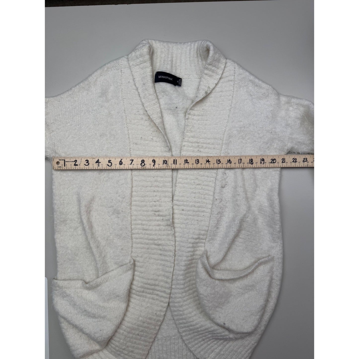 Vintage Mink Pink Cream Eyelash Cocoon Cardigan longline open front Y2K XSmall
