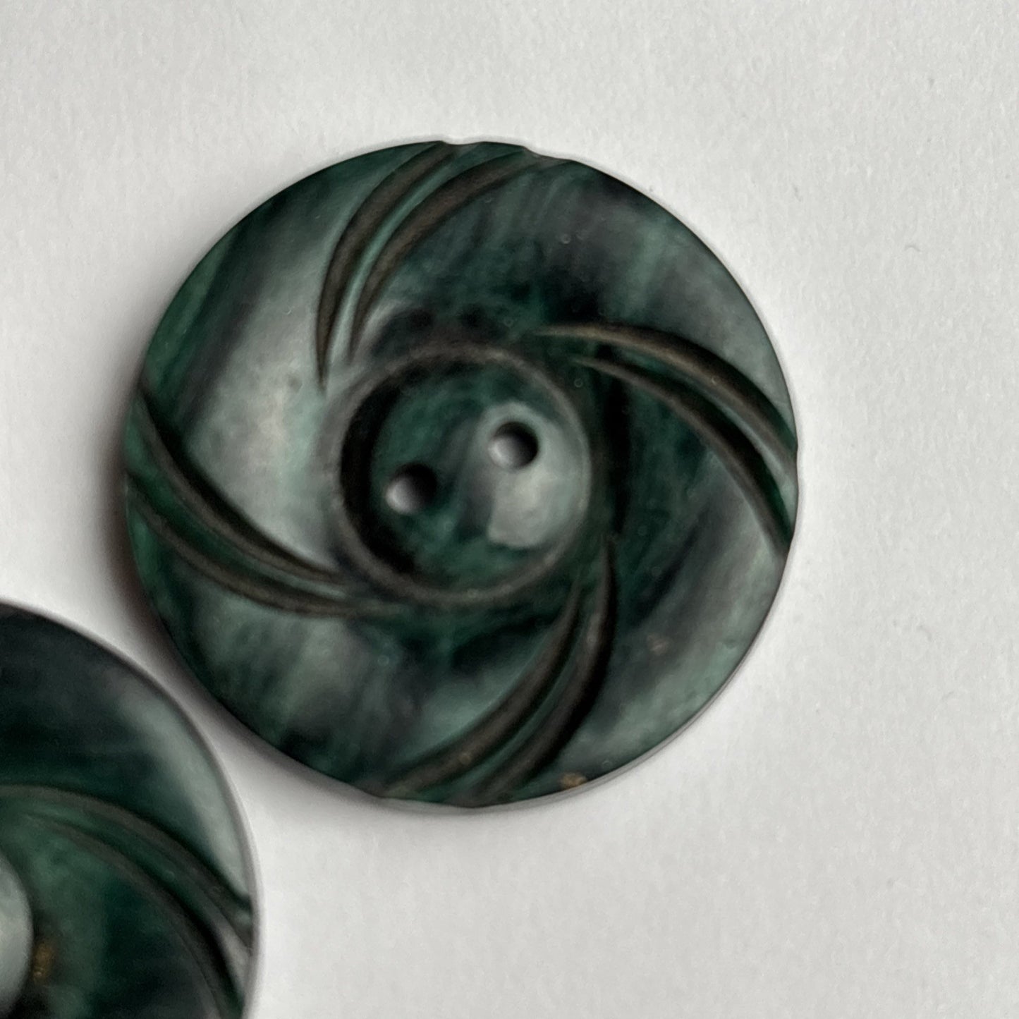 Vintage Green Bakelite Button Lot Carved Catalin Art Deco 1930s 40s Sewing Craft
