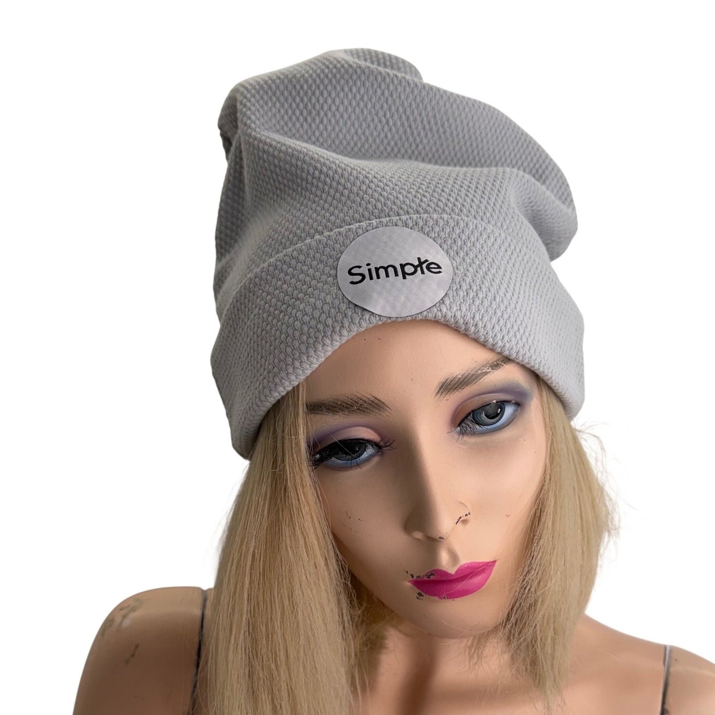 Simpłe Slouchy Beanie — Grey Honeycomb Knit