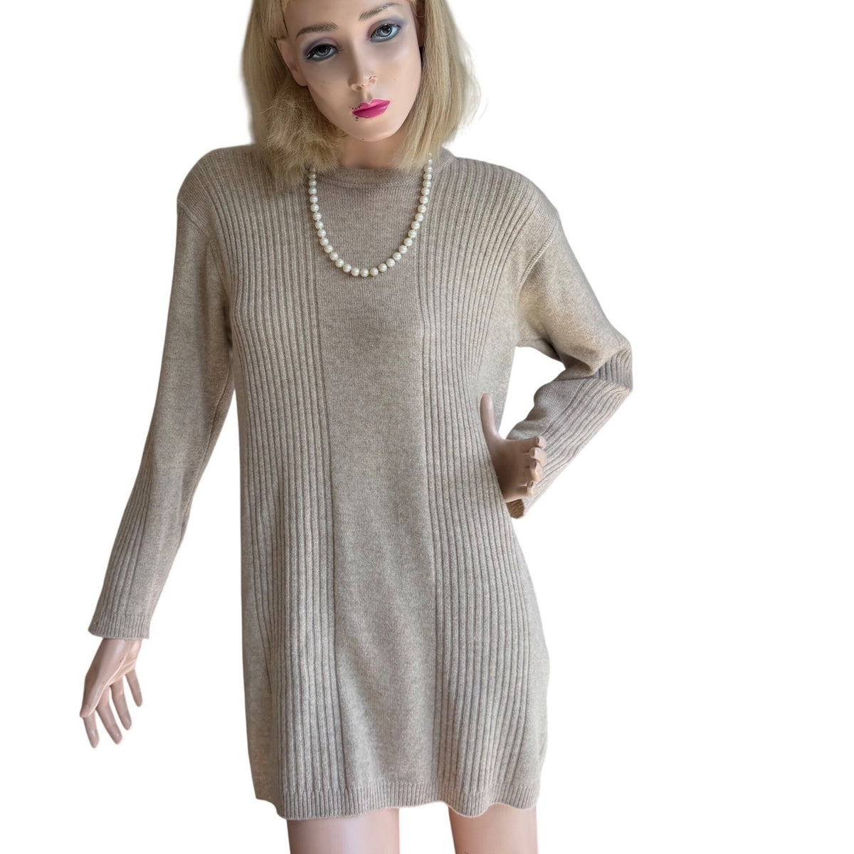 Vintage Adrienne Vittadini Cashmere Wool Long Sweater | M — detail photo 7