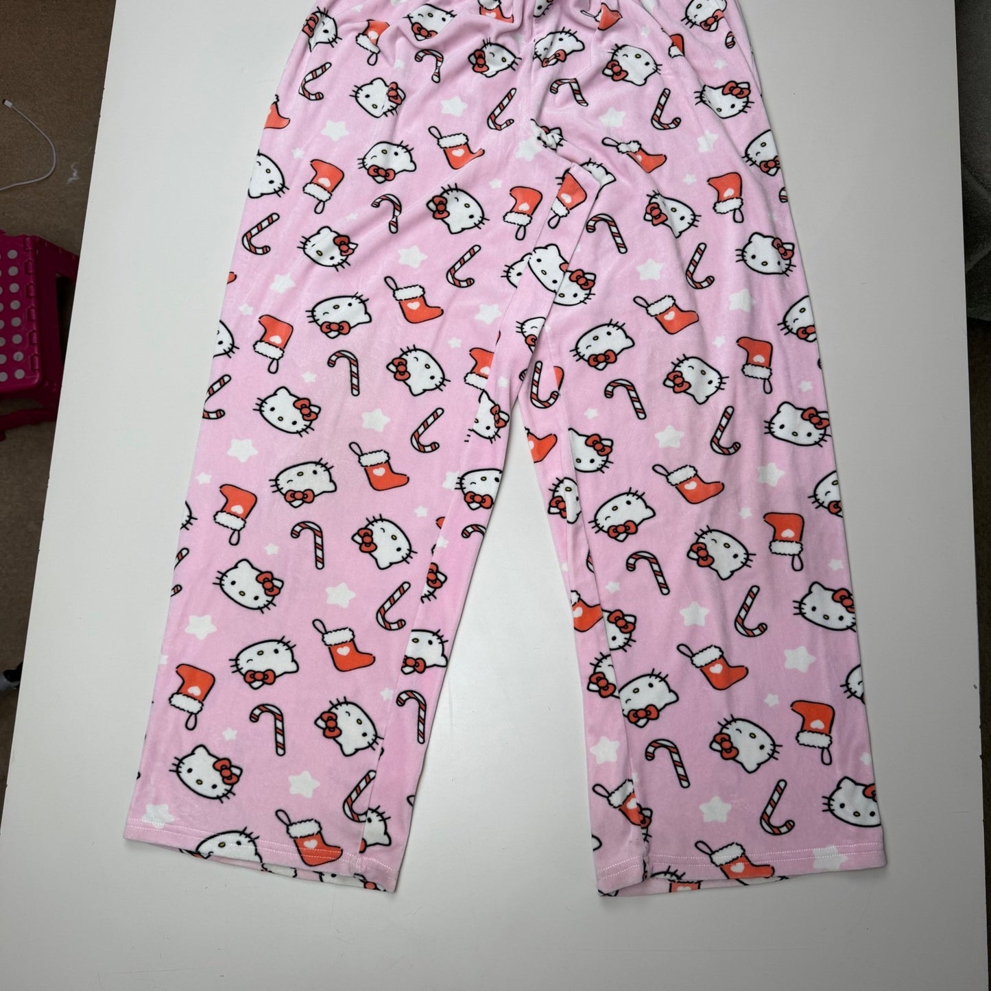 Hello Kitty Pajama Set Christmas Pink Plush Kawaii Coquette Sanrio Sleepwear XL