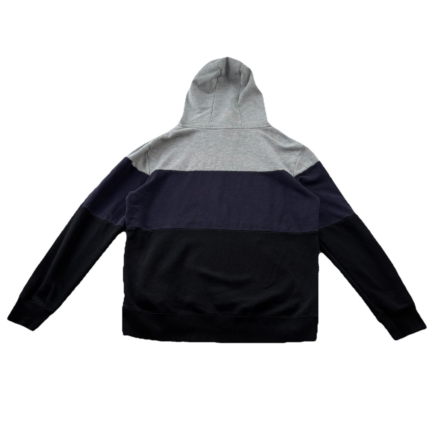 Tentree Mens Hoodie Large Colorblock Gray Navy Black Pullover Organic Cotton