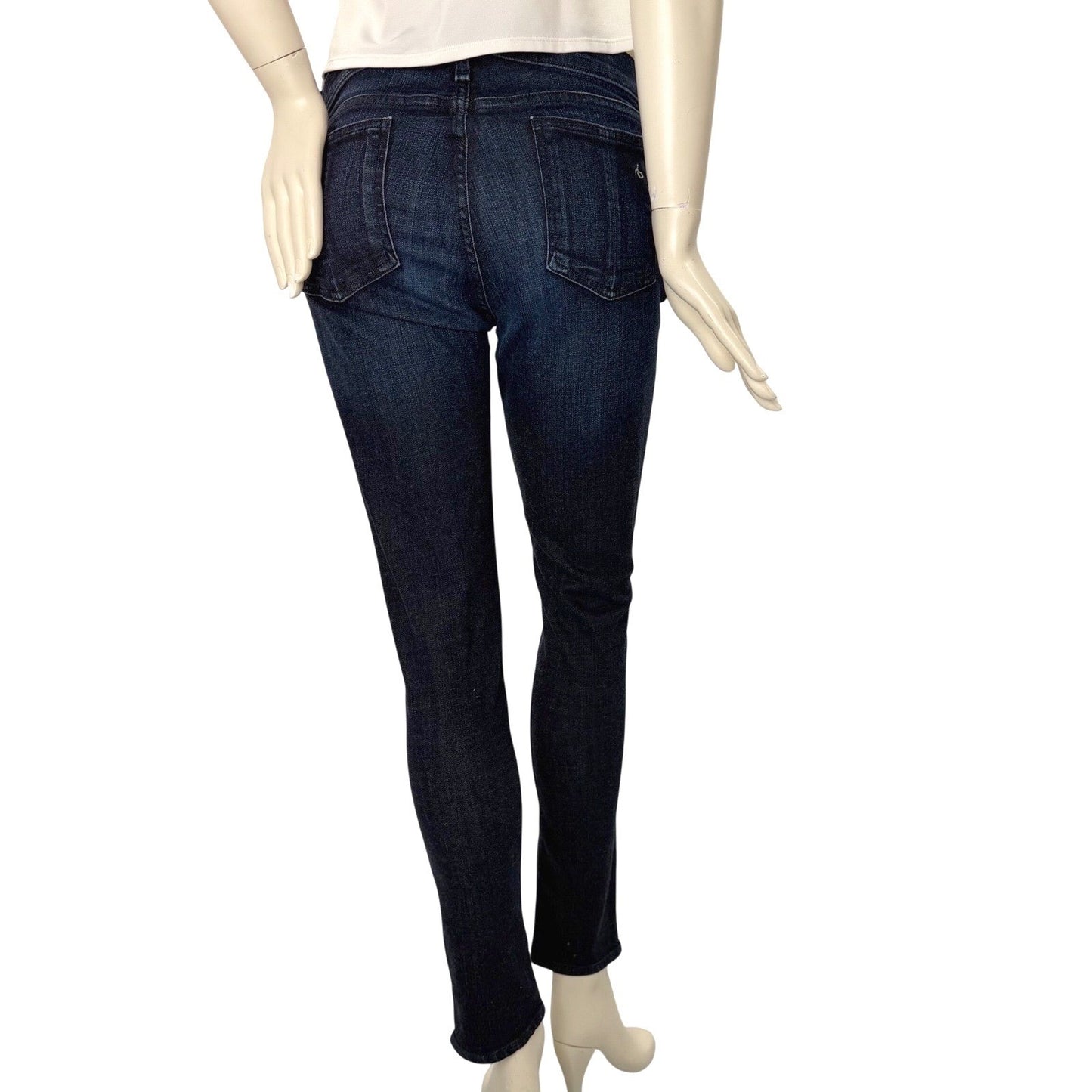 Rag & Bone Kensington Skinny Jeans Y2K Grunge Dark Wash Zip Ankle Stretch Sz 31
