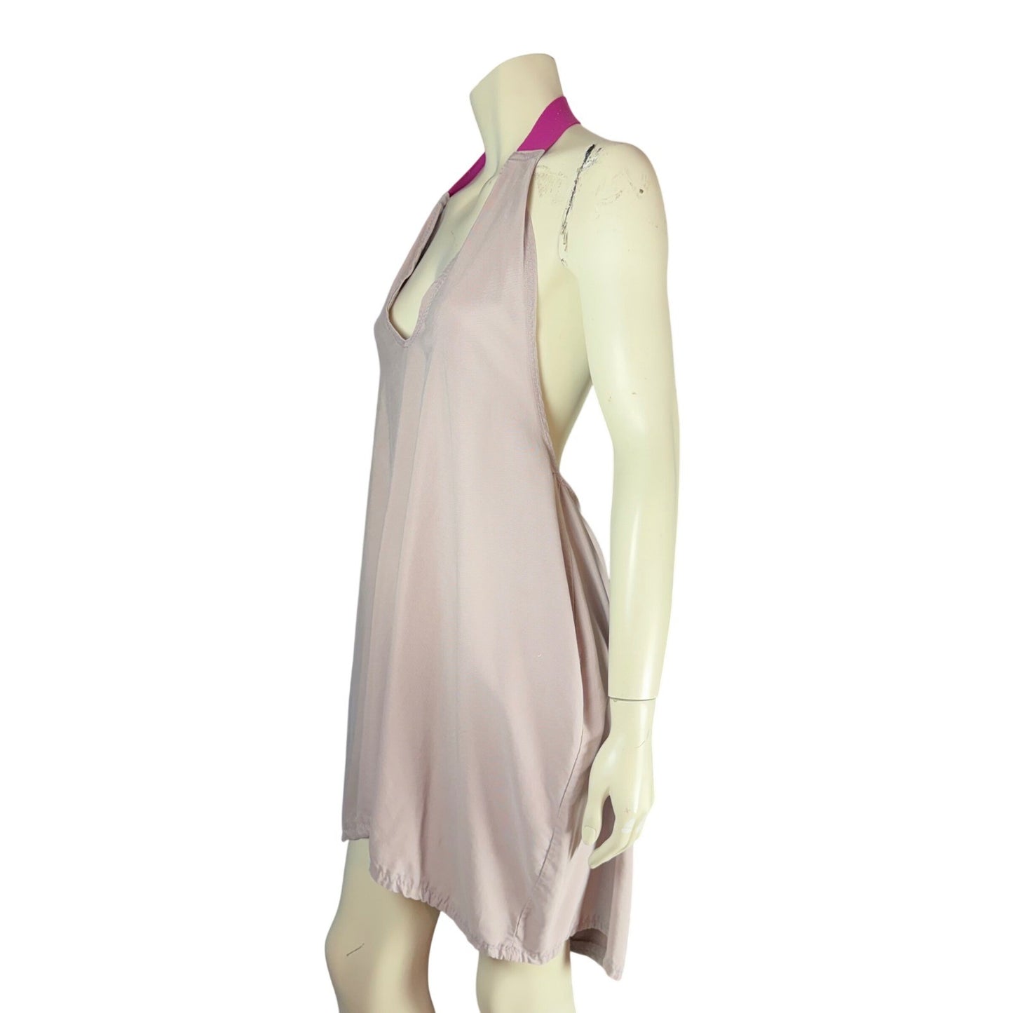 Simpłe Halter Mini Dress Open Back Boho Festival Beach Lavender Magenta Medium