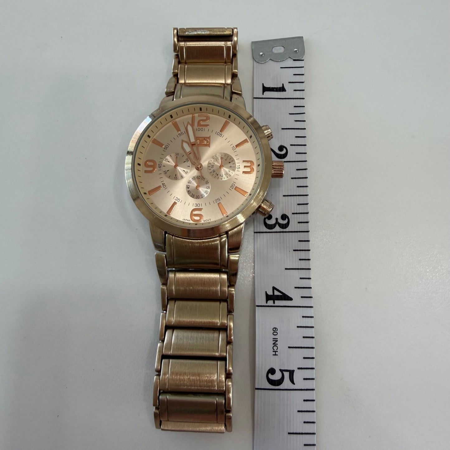 EDJ Gold Tone Chronograph Watch Oversized Statement Quartz Stainless Steel