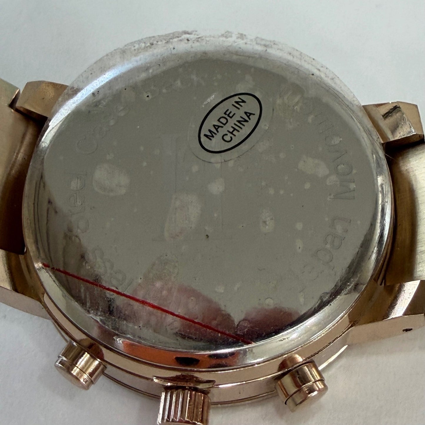 EDJ Gold Tone Chronograph Watch Oversized Statement Quartz Stainless Steel