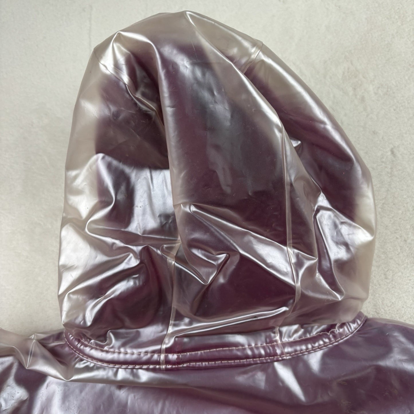 Vintage Northern Spirit PVC Raincoat L/XL Purple Clear Hooded Jacket Y2K Grunge
