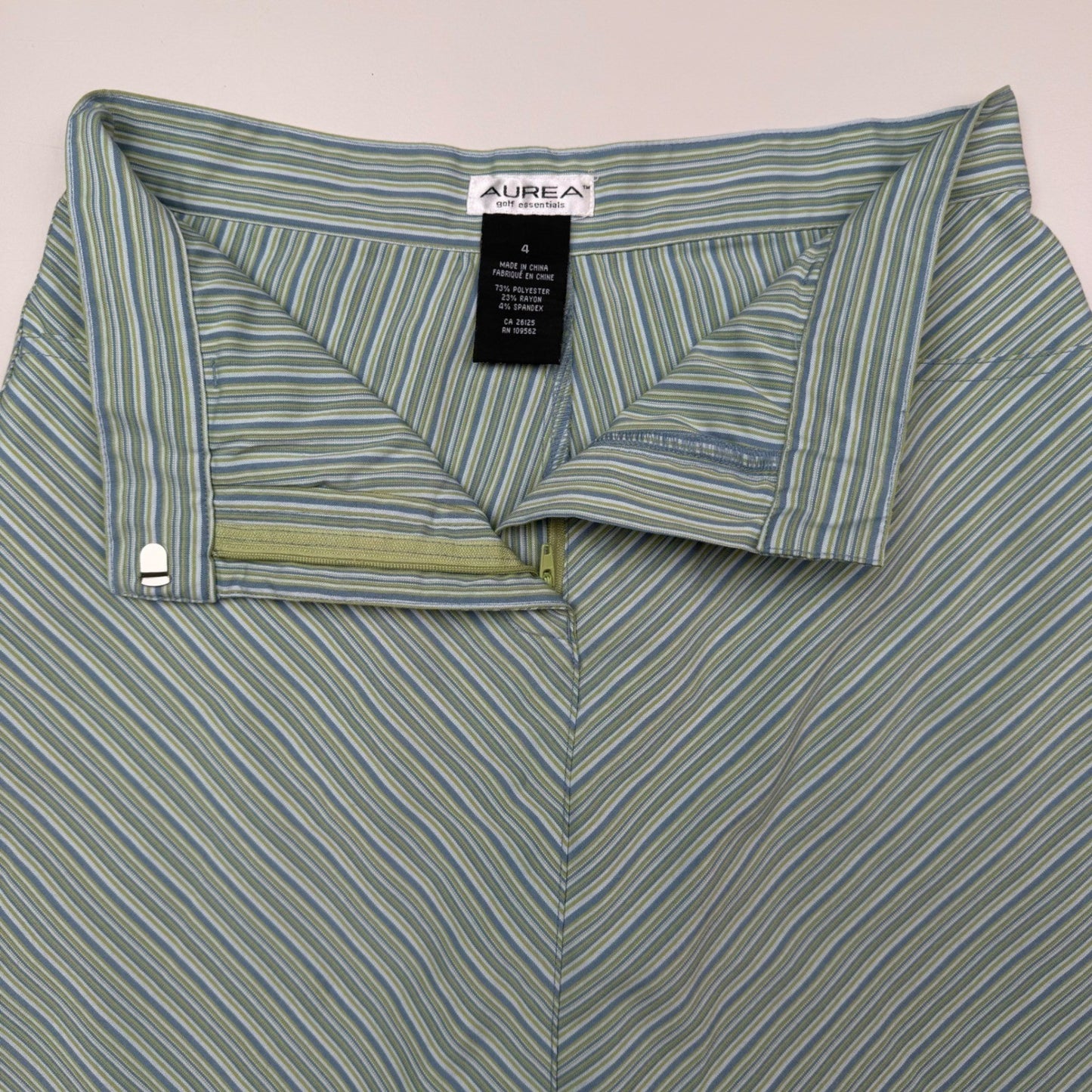 Aurea Golf Essentials Skort Blue Green Striped Pockets Athleisure Preppy Size 4