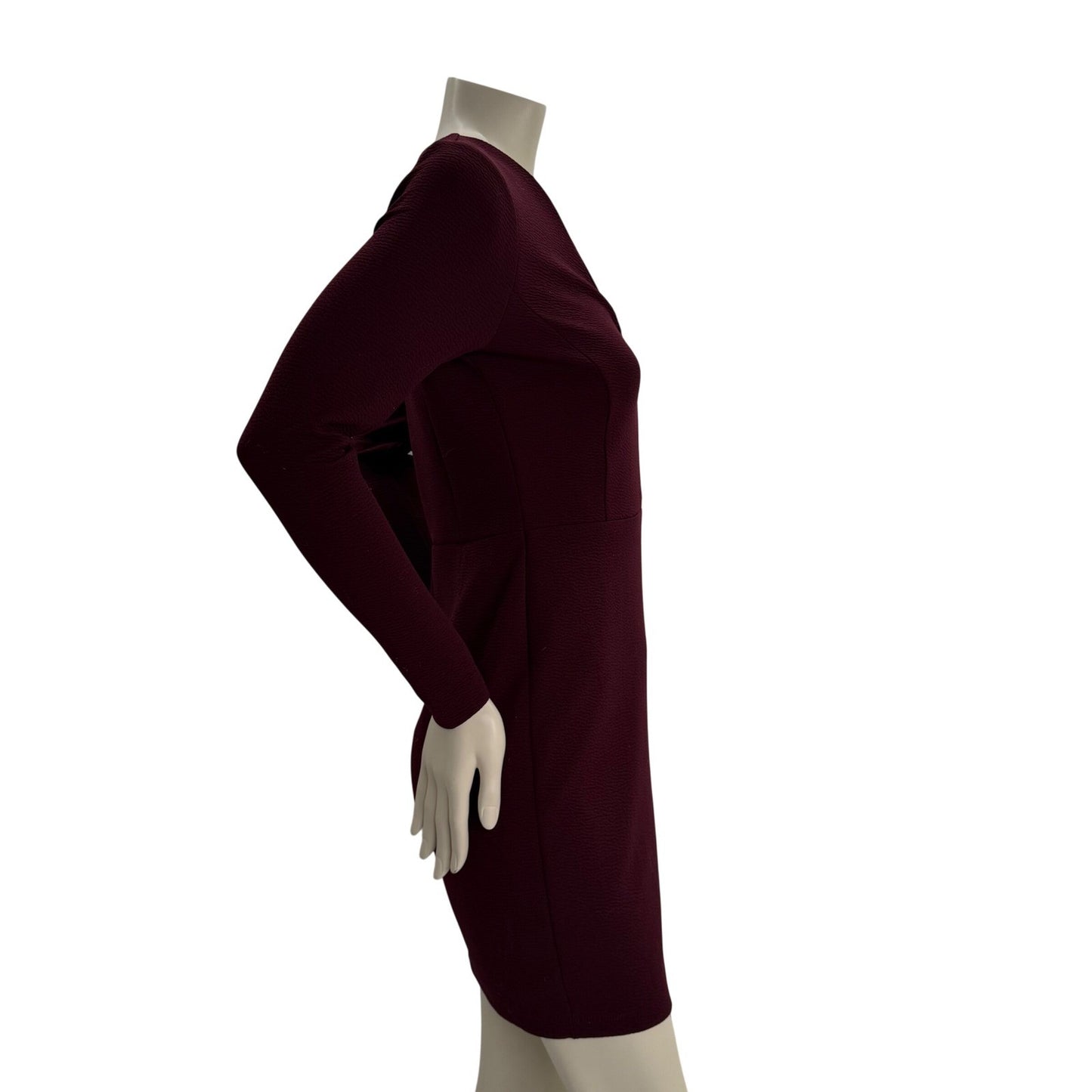 Dynamite Long Sleeve Mini Dress Burgundy Textured Bodycon Dark Academia Y2K M