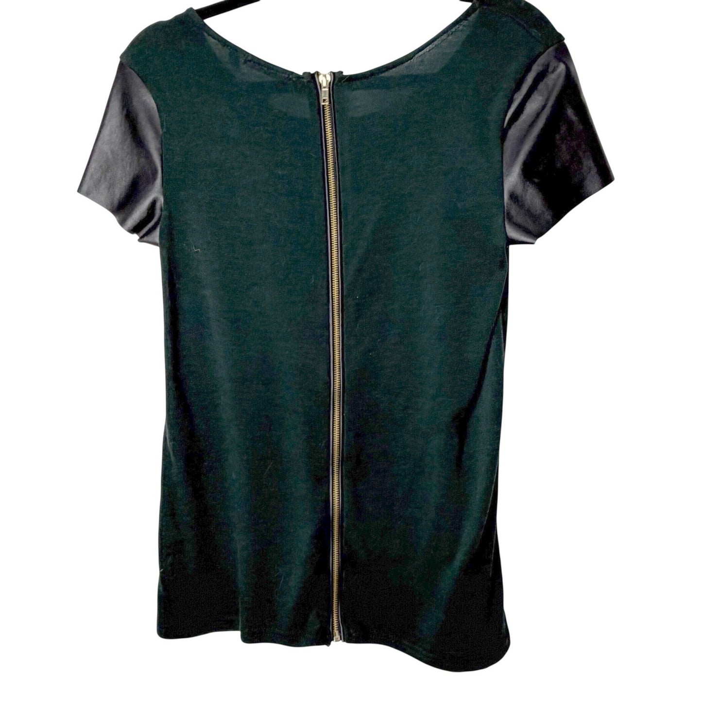 Dex Forest Green + Black Full Zip Back Top Small Dark Academia Goth Goblincore