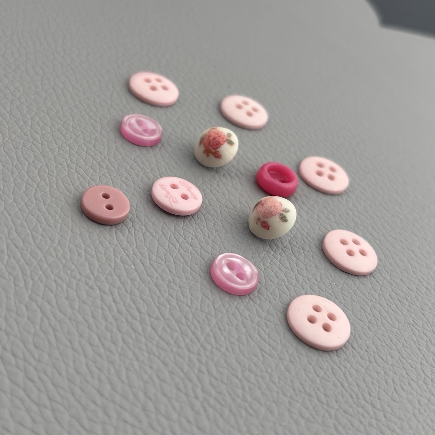 Vintage Rare Tiny Pink Button Lot . Features 1 Pink Disney & 2 Flower Printed