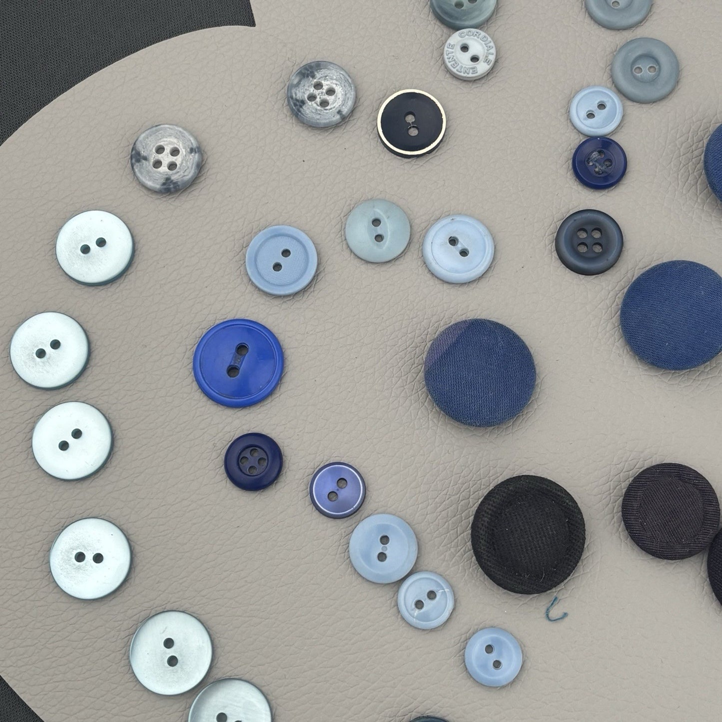 Vintage Blue Fabric Covered Buttons Lot Velvet Tweed Knit Tailor Shank 1940s-60s