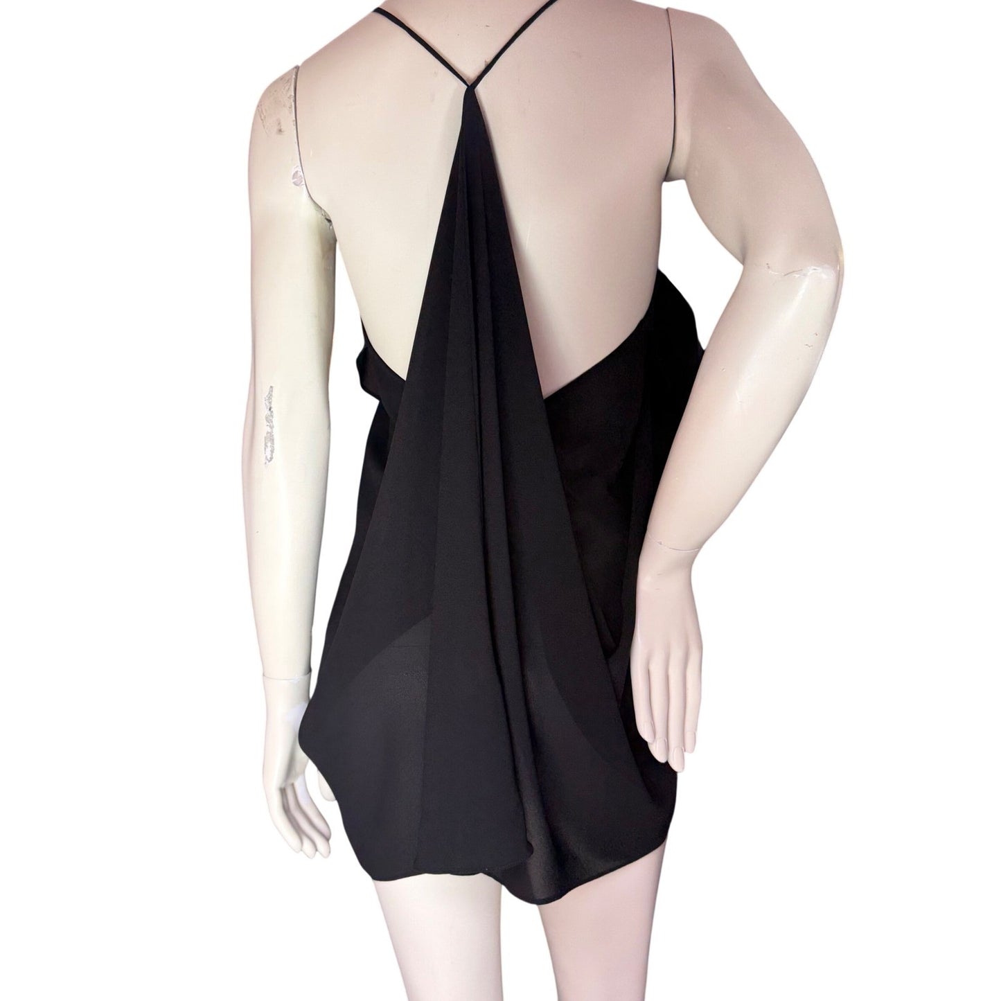 Minimum Ophelia Top Black Ruffle Drape Back Scandi Chic Minimalist Small