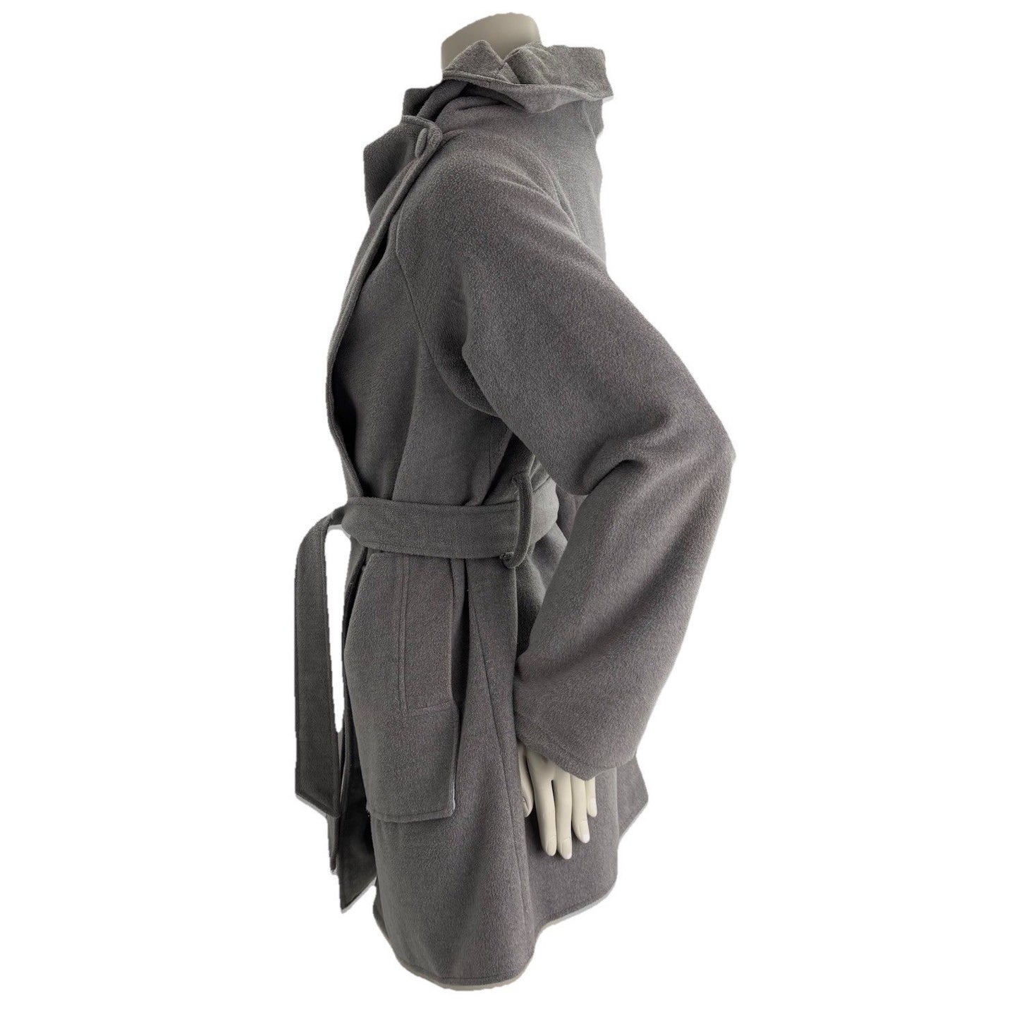 Pink Martini Grey Wrap Coat Belted Asymmetrical Minimalist Soft Jacket Womens S