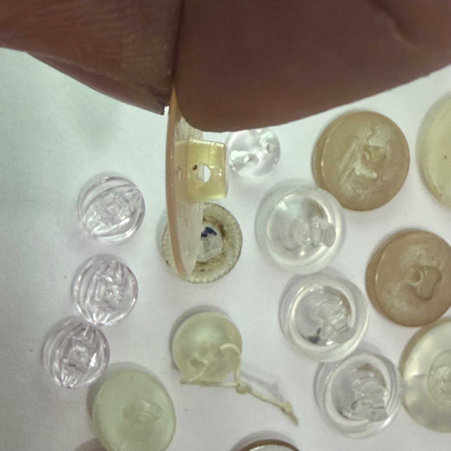Vintage White Button Lot Plastic Lucite Rhinestone Shank Buttons Sewing Craft