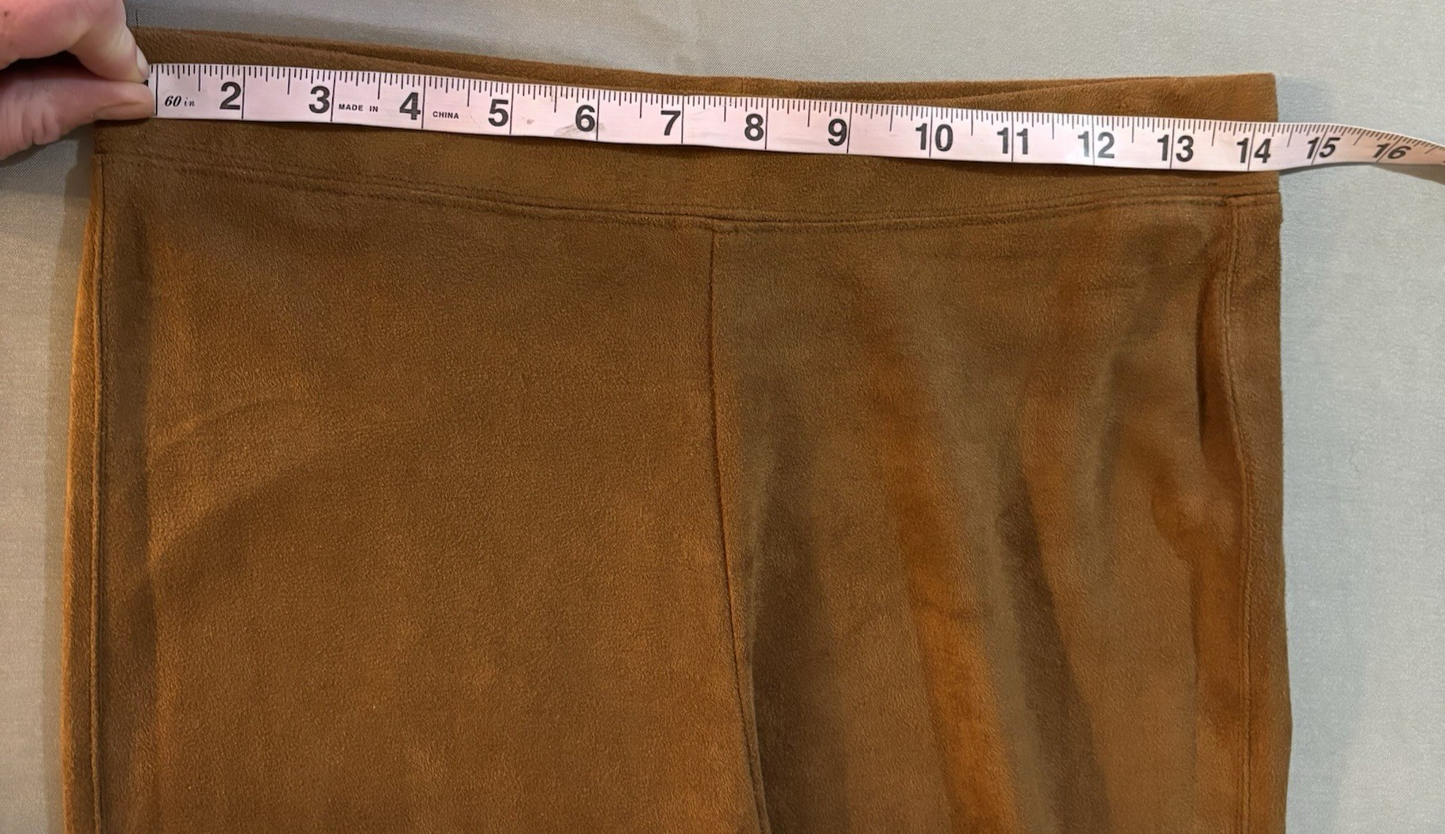 Halston Faux Suede Leggings Women’s Small Camel Brown Soft Stretch Pull On S