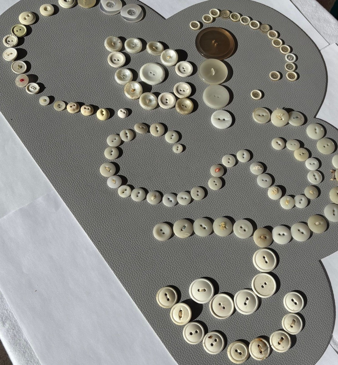 Vintage White Button Lot ~ 113  Mixed Material Size Small Medium large 2 Hole