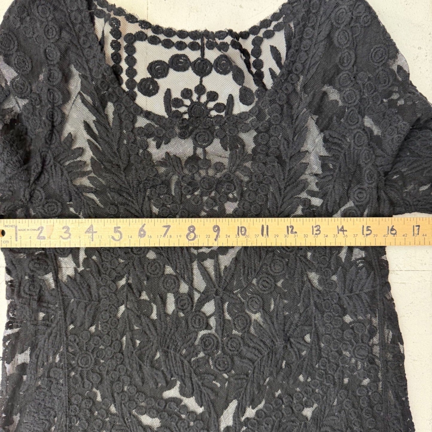 Black Sheer Mesh Top Embroidered Floral   Blouse Whimsigoth Victorian Boatneck