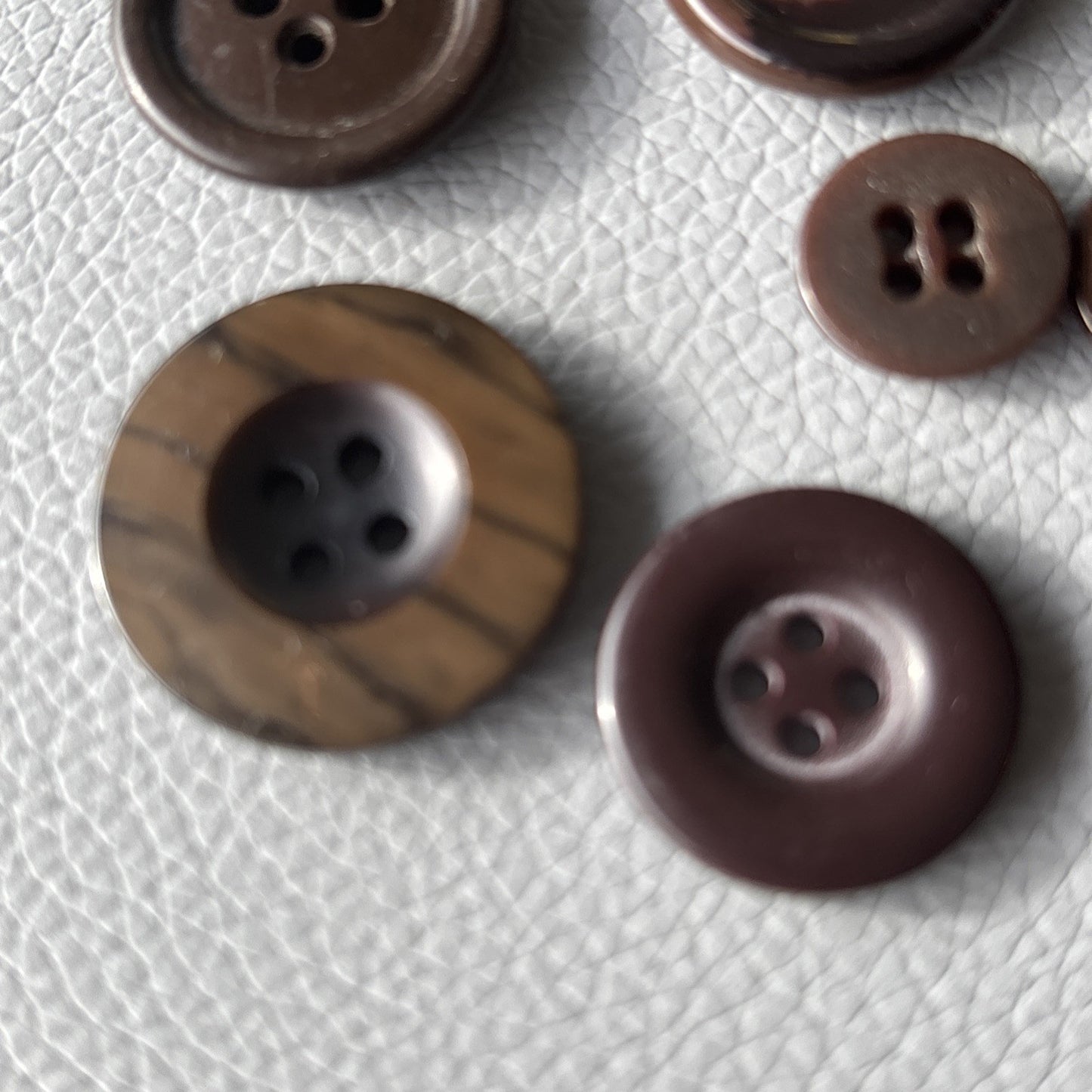 Vintage Brown Button Lot Early Plastics 4 Hole Round Jackets Shirts Sewing