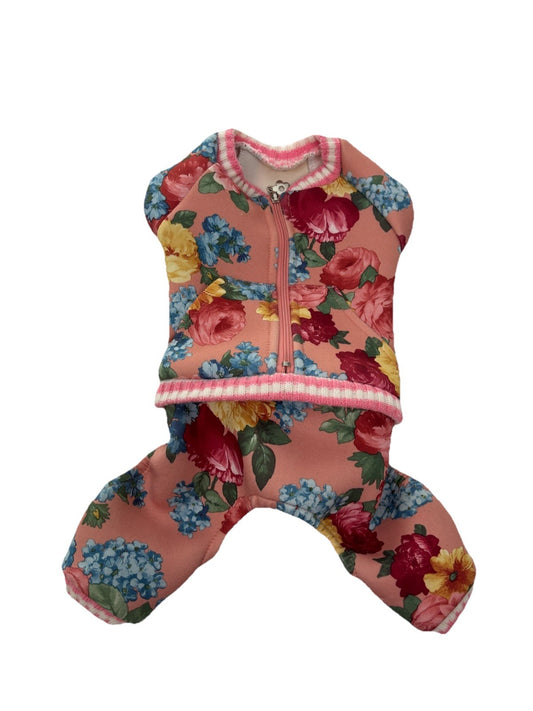 Dog Jumper Floral Neoprene Size Medium Zip Up Flower Print Cottagecore Glamcore