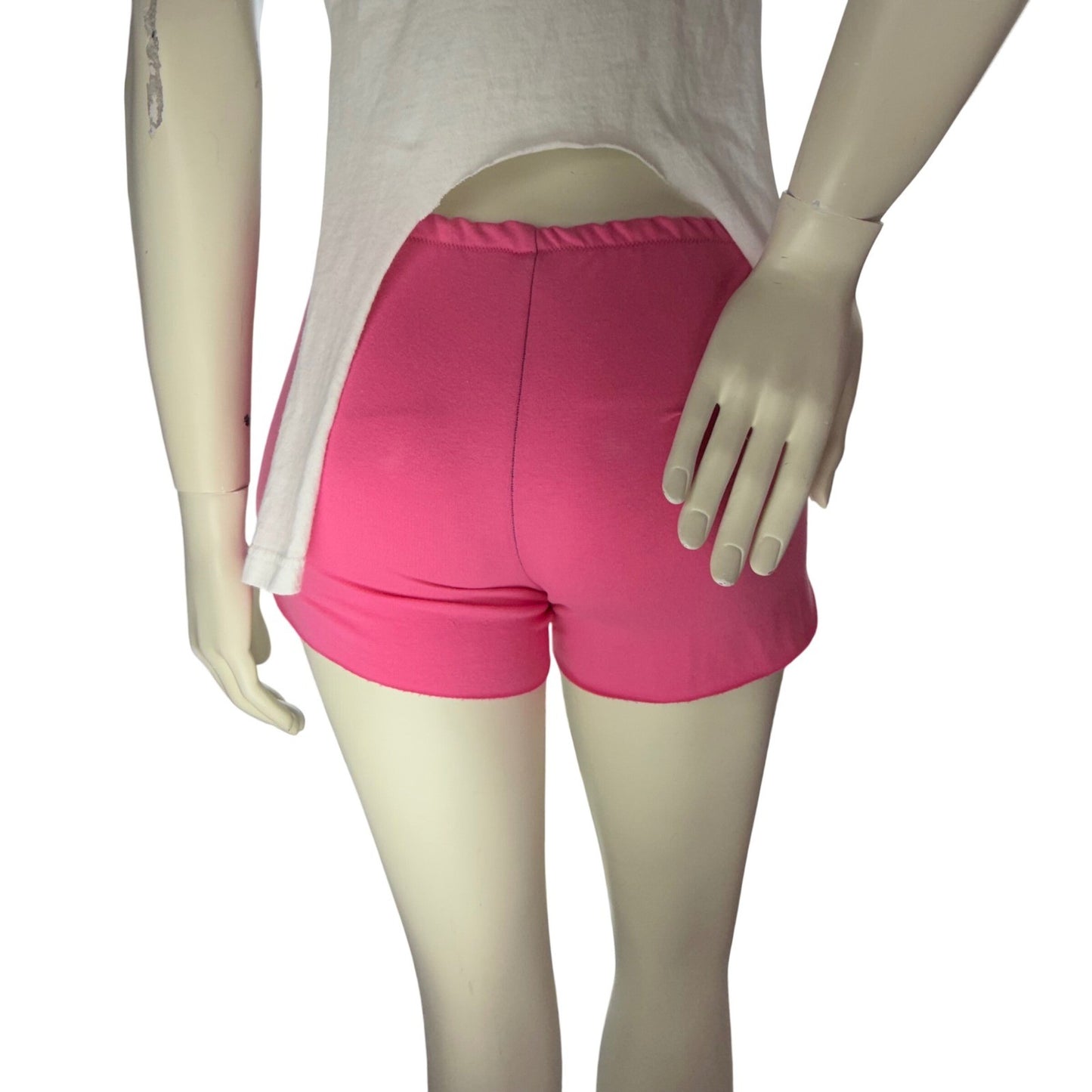 Simpłe NWT Pink Safety Pin Shorts + White CropTop Punk Festival Rave Neon Small