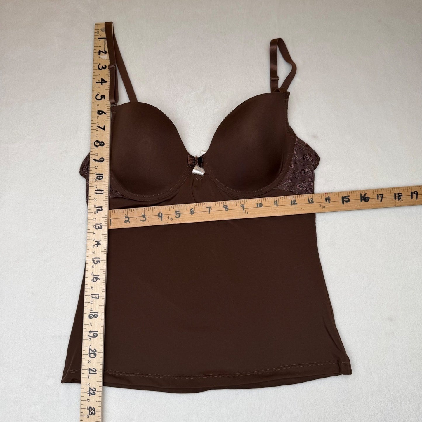 Truffles Brown Camisole Bra Top Underwire Lace Trim Y2K Coquette Romantic 36C
