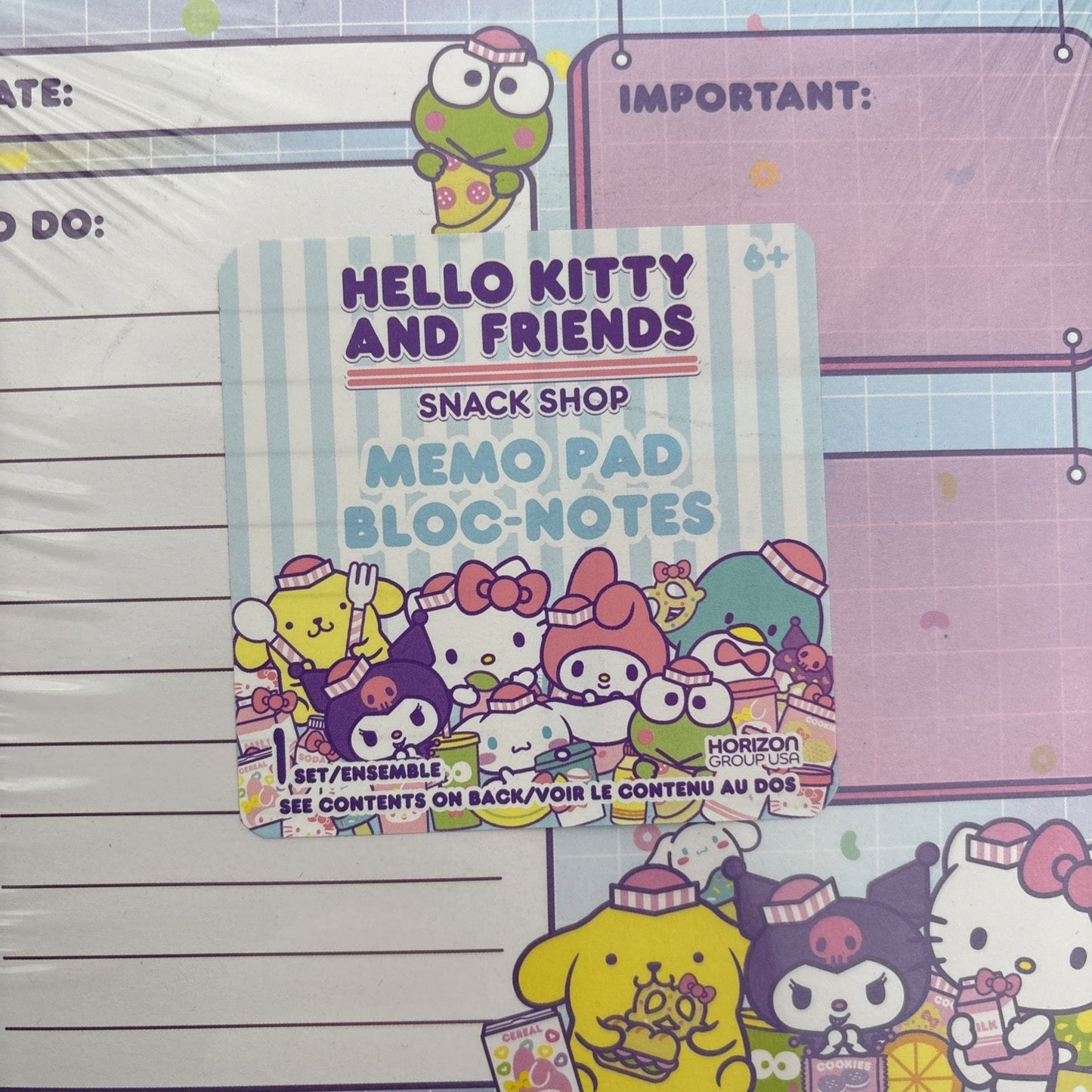 Hello Kitty and Friends Snack Shop Memo Pad & Pen Set — Kawaii Sanrio Notepad