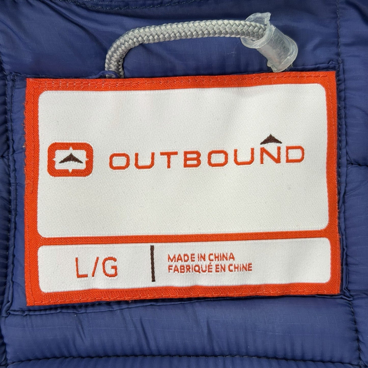 Outbound Puffer Jacket Men’s Large Blue Hooded Lightweight Nylon Coat Gorpcore