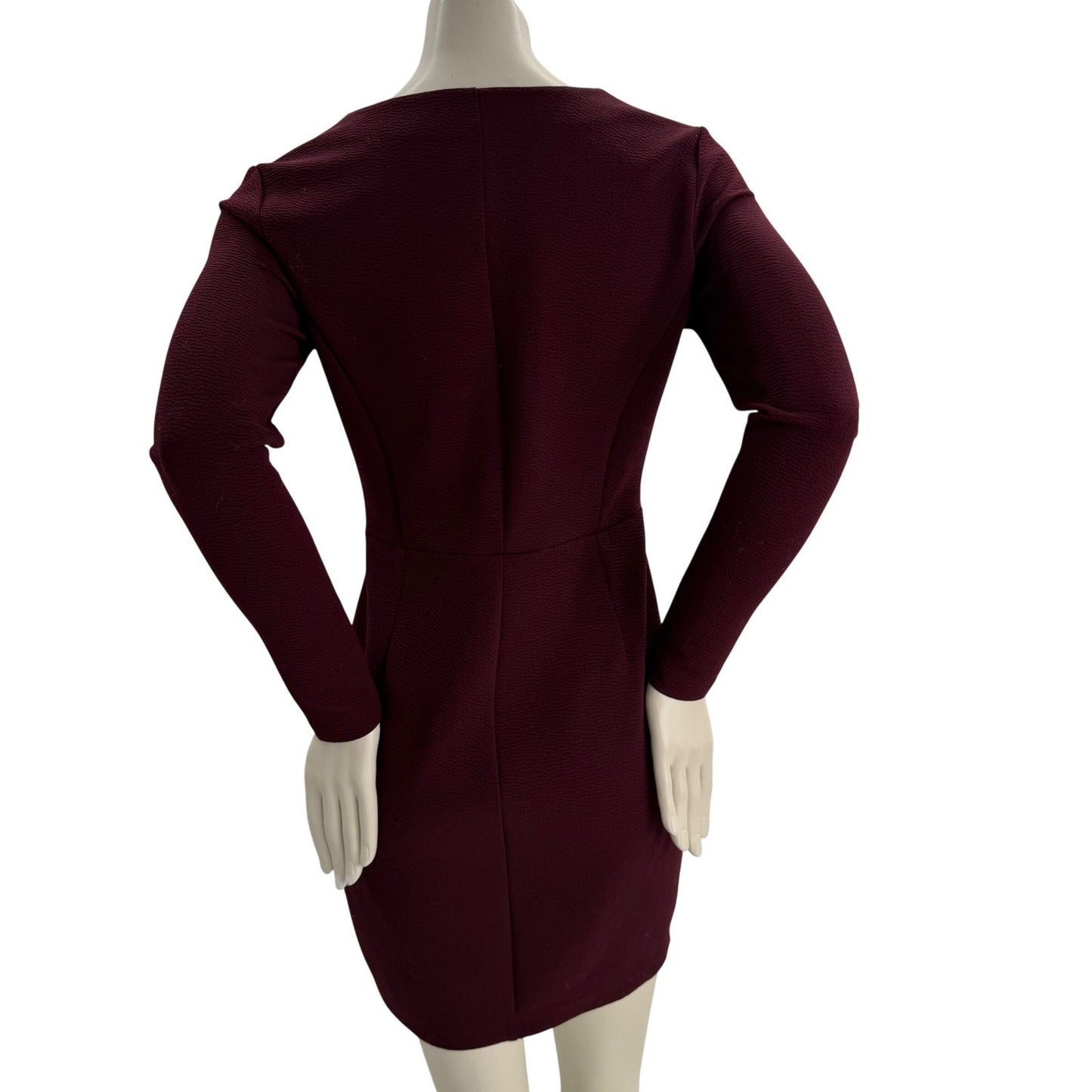 Dynamite Long Sleeve Mini Dress Burgundy Textured Bodycon Dark Academia Y2K M