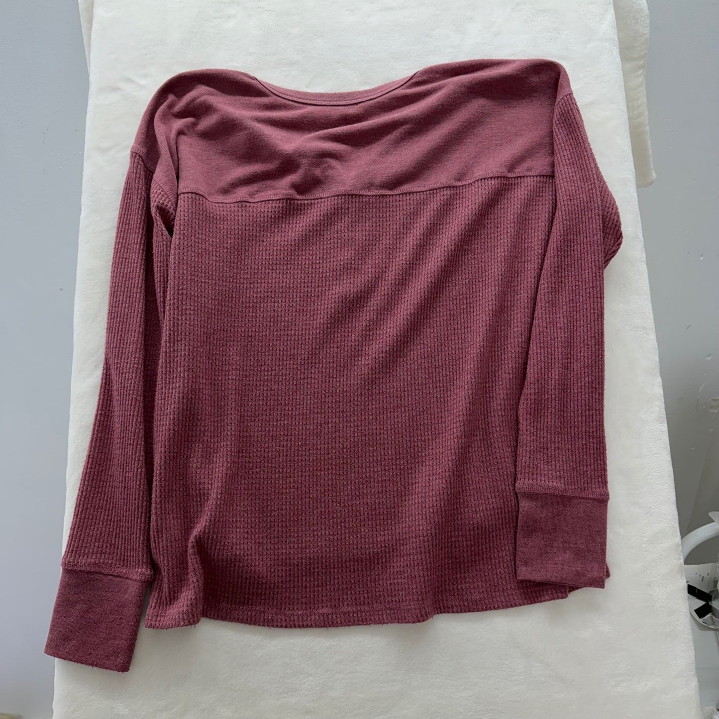 Devoted Women's Henley Top Berry Waffle Knit Snaps Cabincore Gorpcore Medium