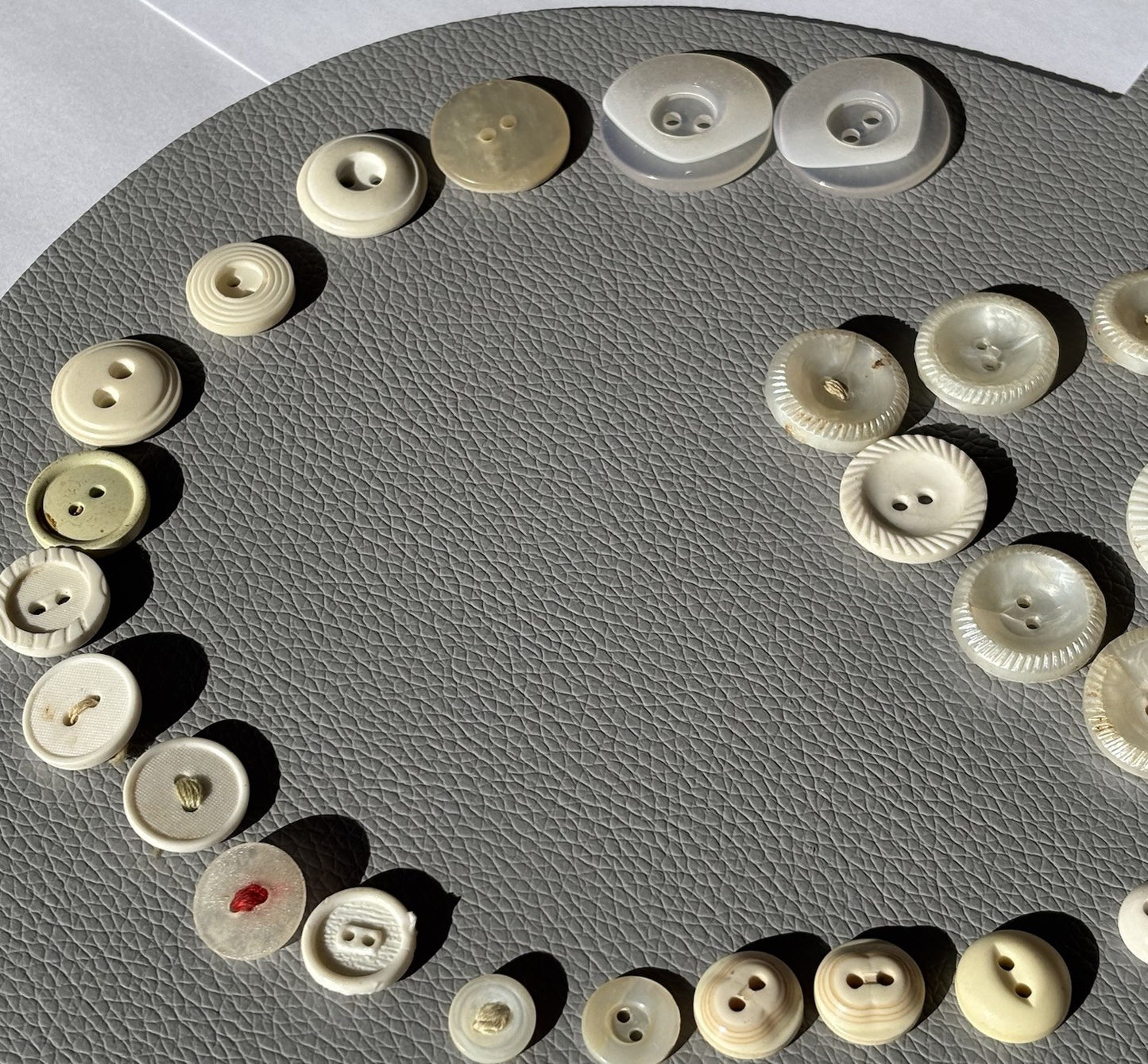Vintage White Button Lot ~ 113  Mixed Material Size Small Medium large 2 Hole