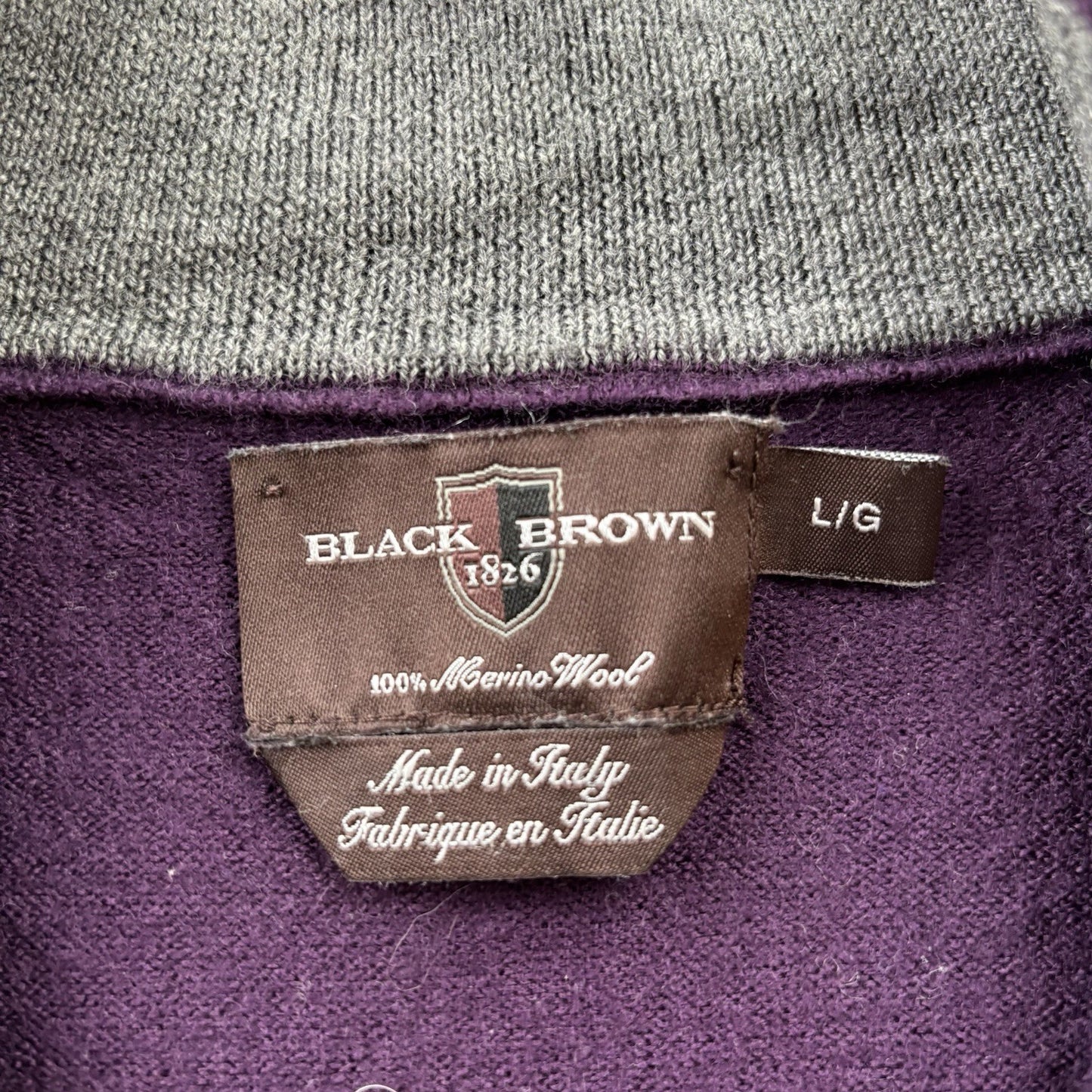 Black Brown 1826 Merino Wool Size Large Sweater Dark Academia Old Money Classic